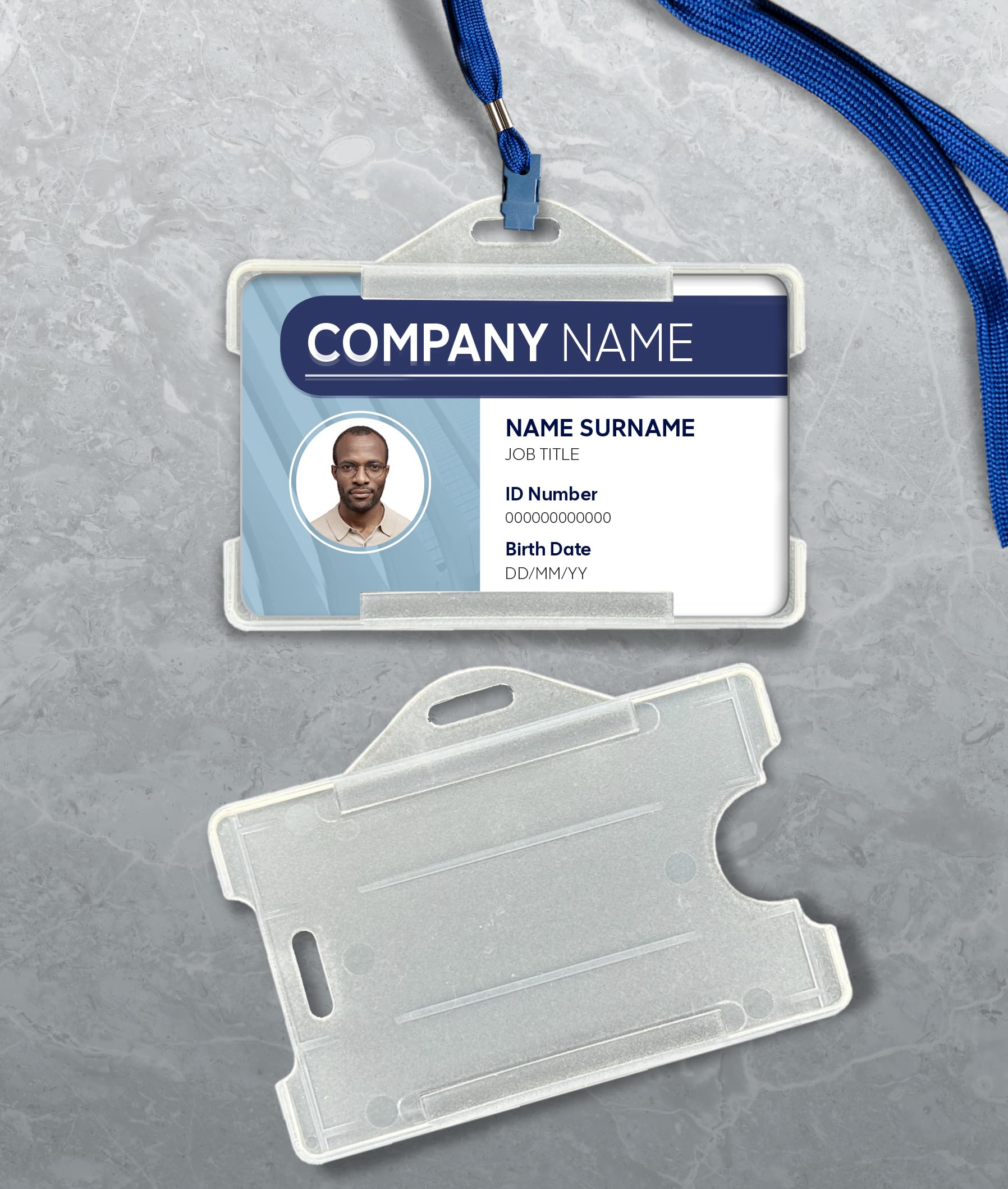 Molin Lot de 25 porte-badges horizontaux | Porte-carte d'identité ouvert pour cordon, badge nominatif, carte clé, carte d'accès | Pochette d'identité transparente durable pour le travail, le bureau
