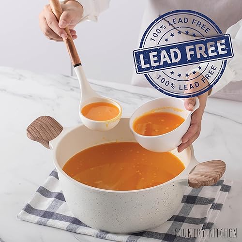 Miniatura 8 de Country Kitchen Juego de ollas y sartenes antiadherentes, juego de utensilios de cocina de aluminio fundido con utensilios, juego de cocina