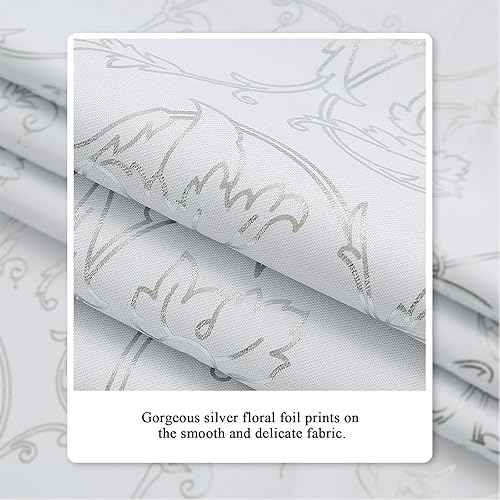 Miniatura 3 de Enactex Cortinas 100% opacas de 84 pulgadas de largo para dormitorio, cortinas con patrón floral plateado para sala de estar, oscurecimiento de la