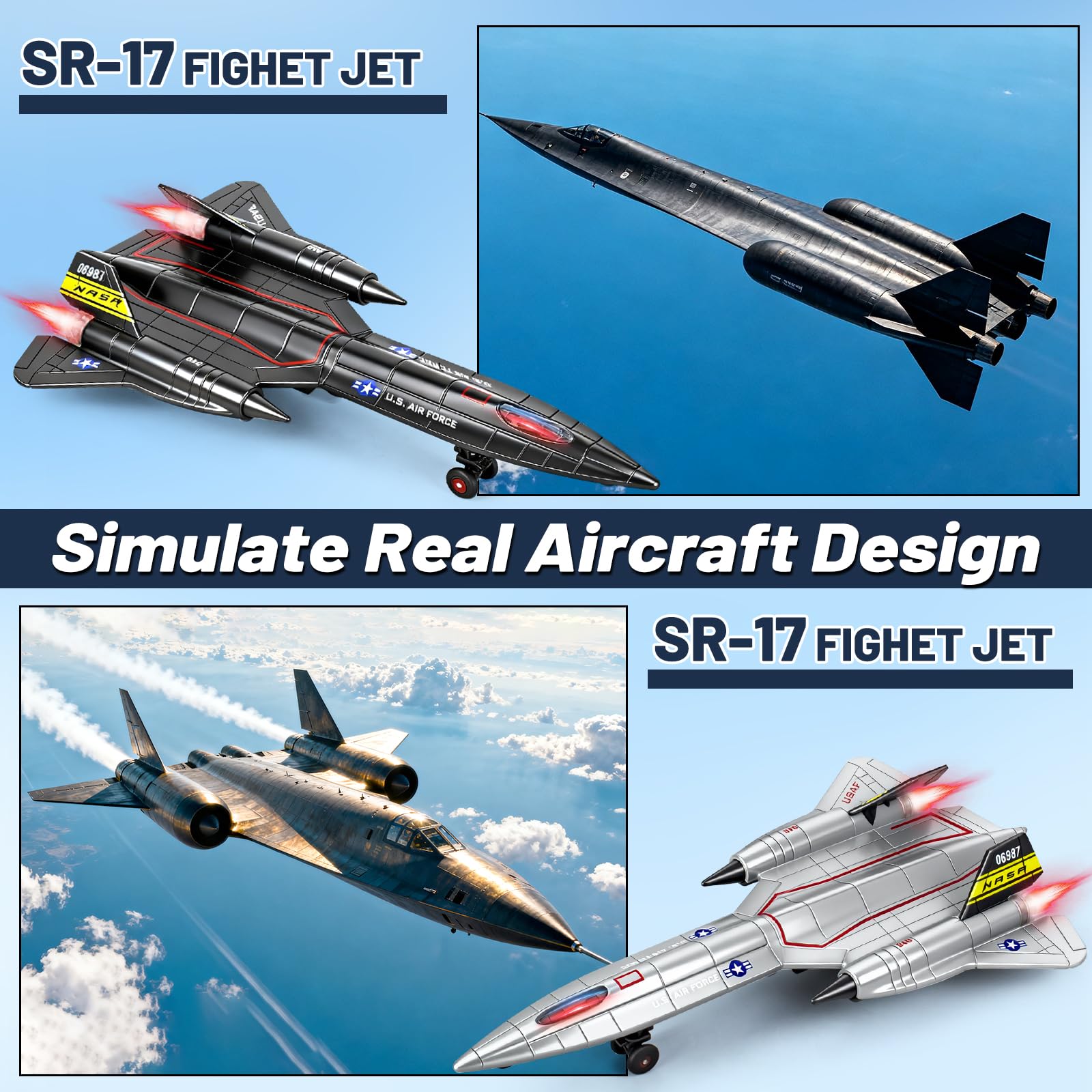 Ynybusi 2 Pack Diecast Metal Planes Toys, Pull Back Military Airplanes with Lights & Sounds - Image 2