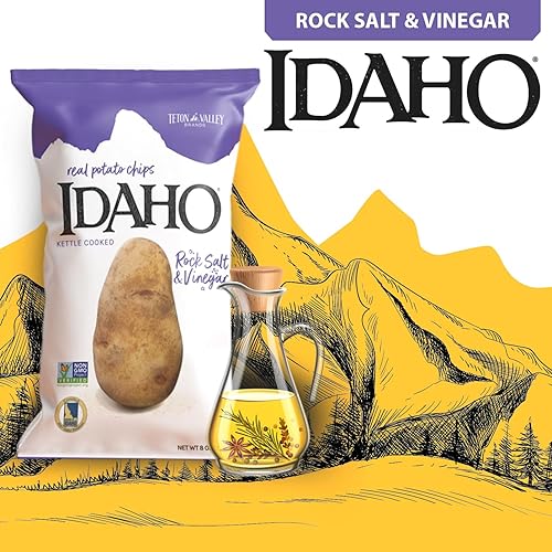 Miniatura 2 de Teton Valley Brands Idaho Kettle - Papas fritas cocidas con sal y vinagre, chips de aperitivo, chips de hervidor sin OMG, papas cocidas al hervidor,
