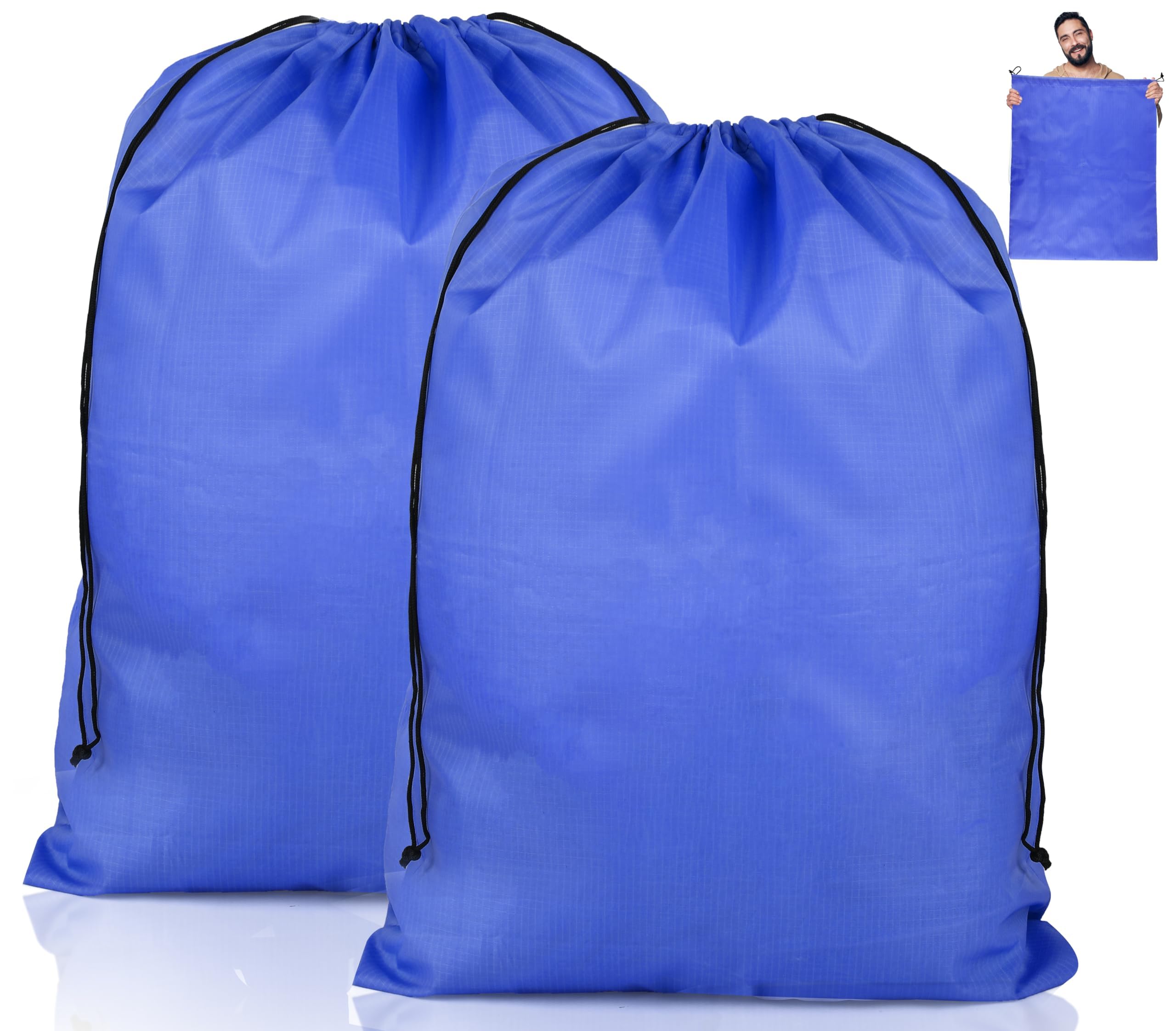 2 Pcs Travel Laundry Bag, Foldable Drawstring Bags, Tear Resistant Small Laundry Bag