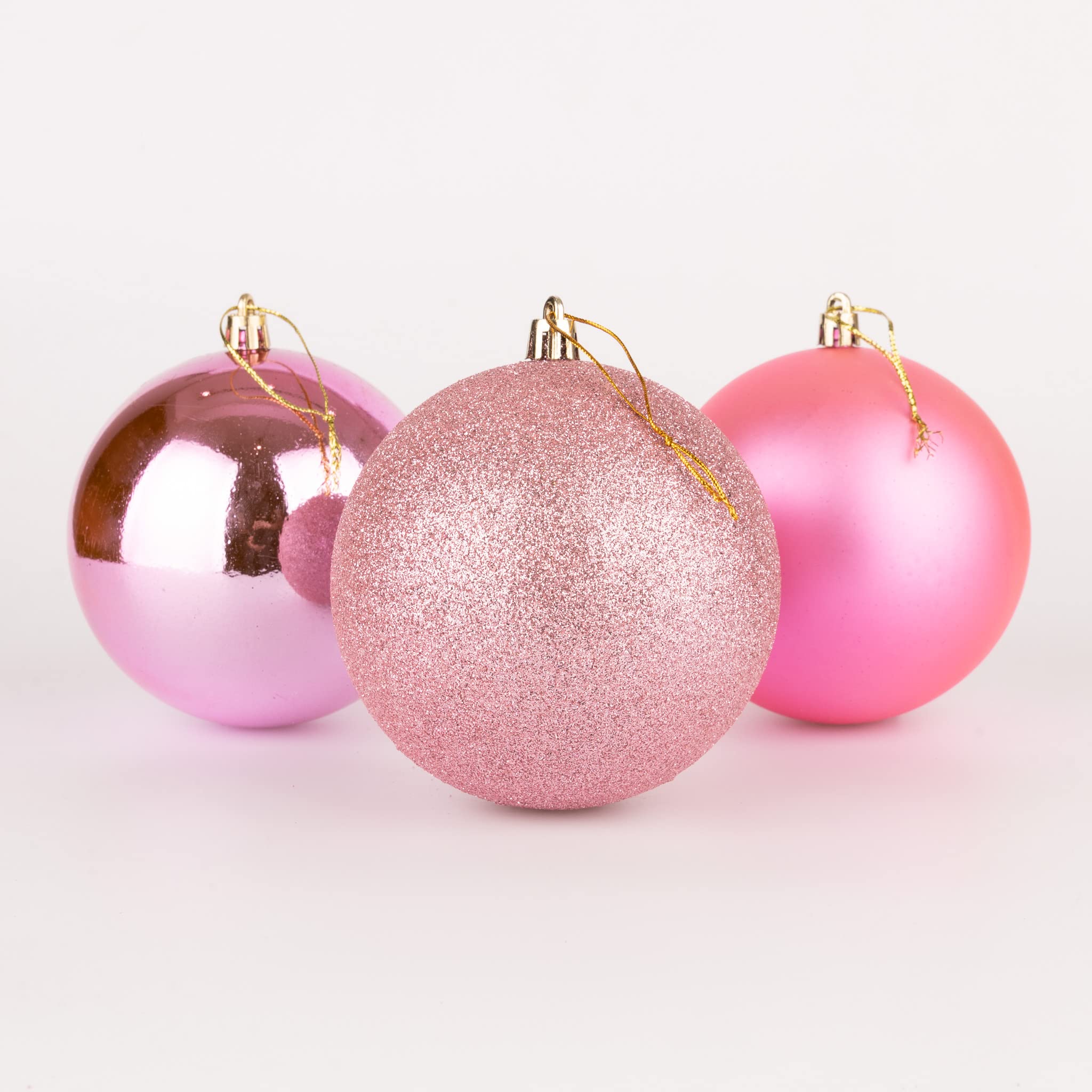 Shatchi Pink 10Cm/6Pcs Christmas Baubles Shatterproof Christmas Tree Decorations Ball Ornaments Balls Xmas Hanging Decorations Holiday Decor - Shiny,Matte,Glitter