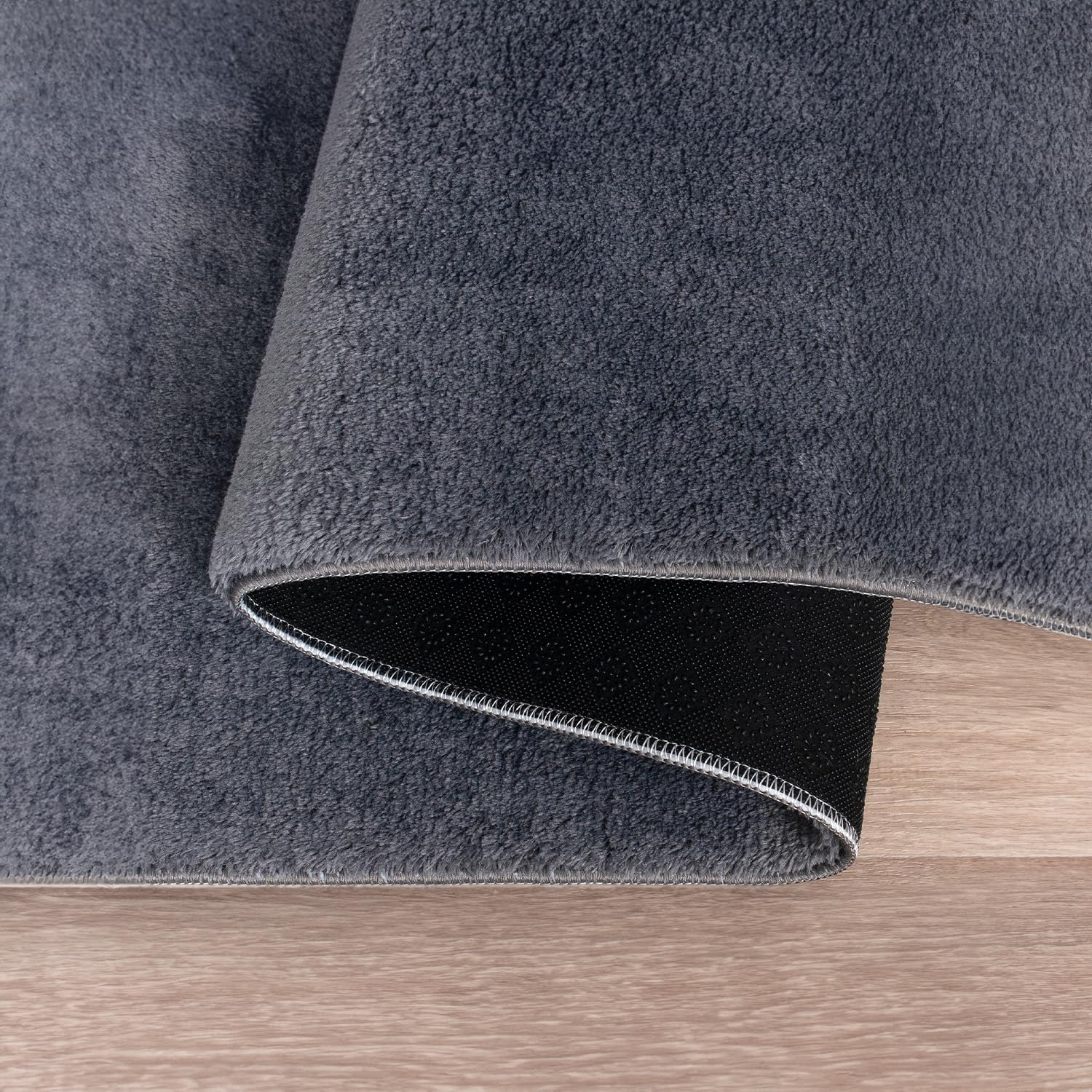 Tapis de salon, chambre, salle à manger, poils courts et doux, 100 x 200 cm, anthracite uni, moderne, lavable, antidérapant