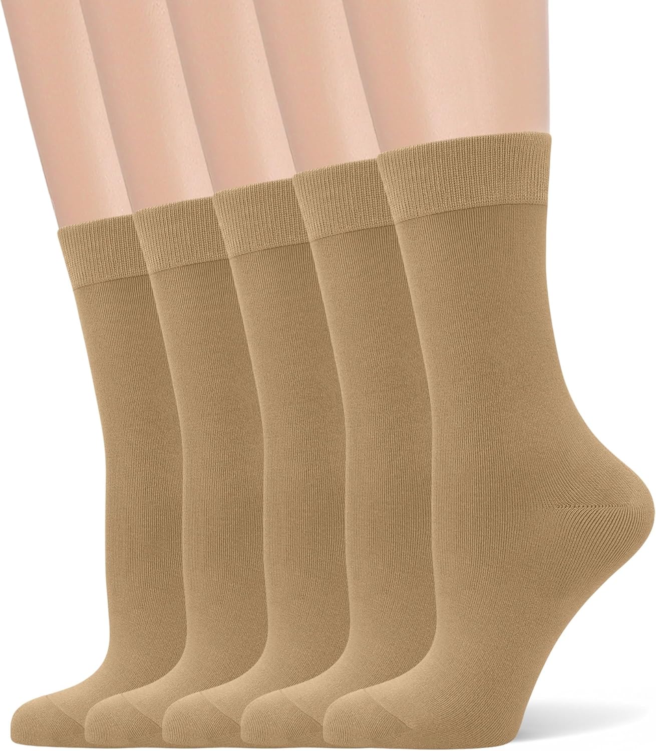 Women's Soft Thin Viscose Bamboo Crew Socks, Fit Stretchy Casual, Business, Dress Calf Sock 5 Pairs