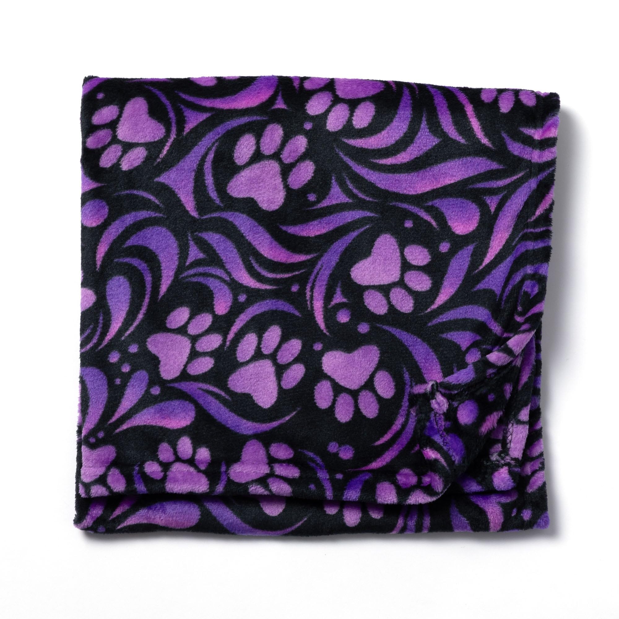 Pet Dog Cat Blanket Ultra Soft Cozy Fleece Paw Print Design Machine Washable Durable for Crates Beds Sofas Travel (Purple Paw Symphony, Medium)