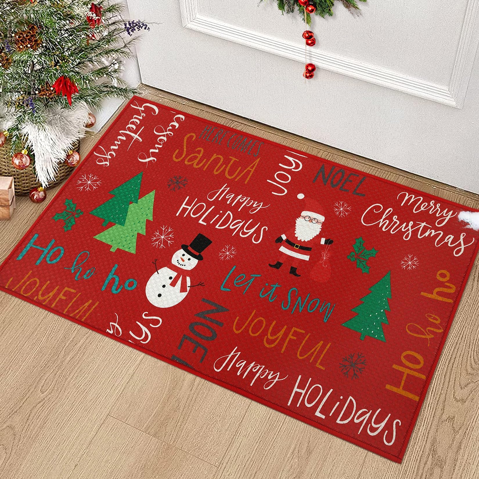Zstar Felpudo Navideño Decorativo Antideslizante – 40x80cm – Rojo
