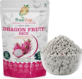 FruitZap Freeze Dried Dragon Fruit Dices 100g   100% Real Pitaya Fruit, No Added Sugar, Vegan & Gluten Free, Naturally Crunchy Snack for Yogurt, Smoothie Bowls, Baking & Healthy Snacking
