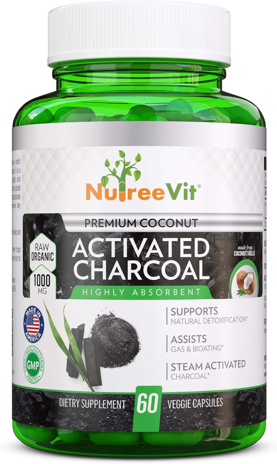 NutreeVit 100% Organic Highly Absorbent - Activated Charcoal (200 Count)