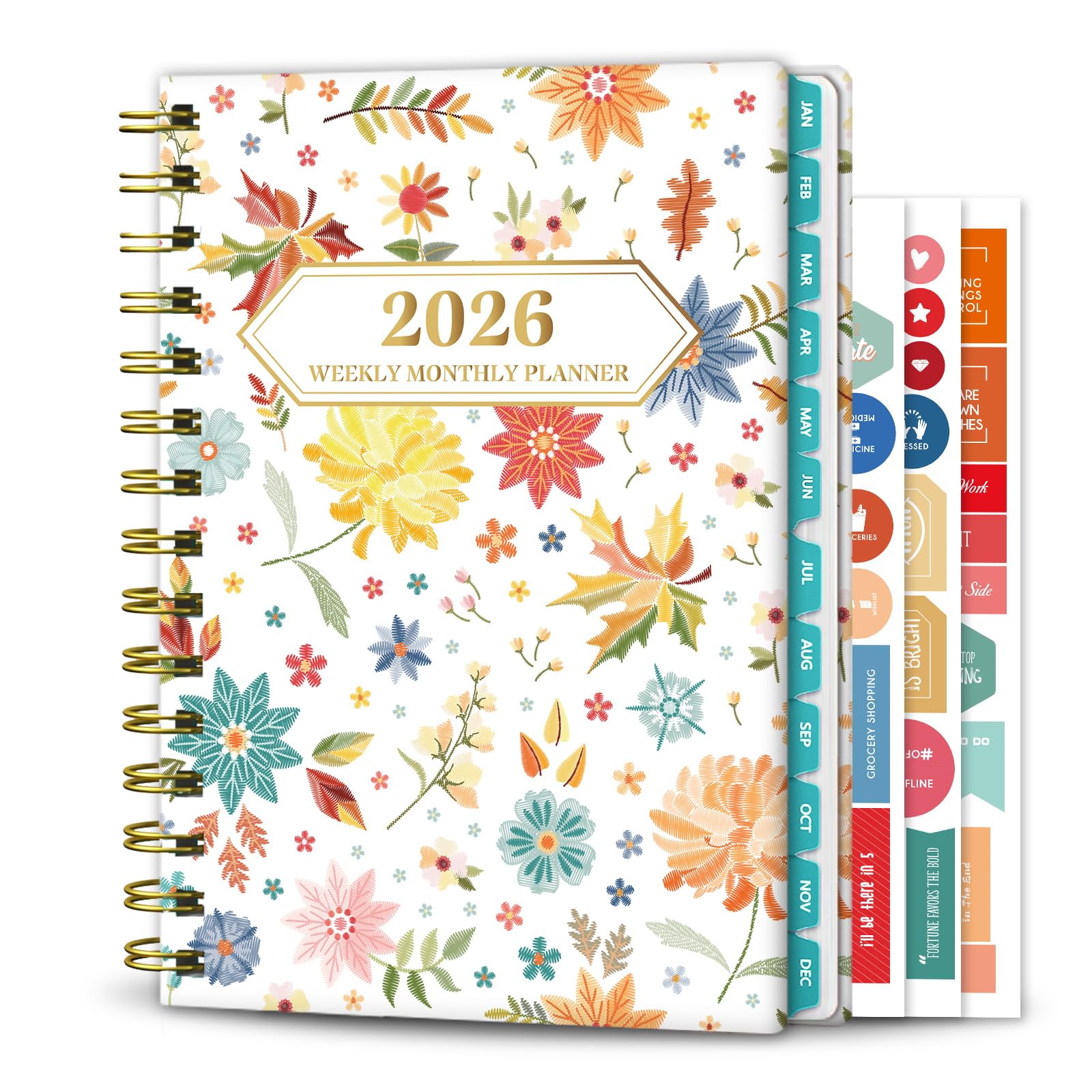 Ymumuda 2026 Planner, Daily Weekly and Monthly Planner，Jan 2026 - Dec 2026, 8.4" x 6.3", 2026 Calendar Planner Book with Tabs, Spiral Notebook with