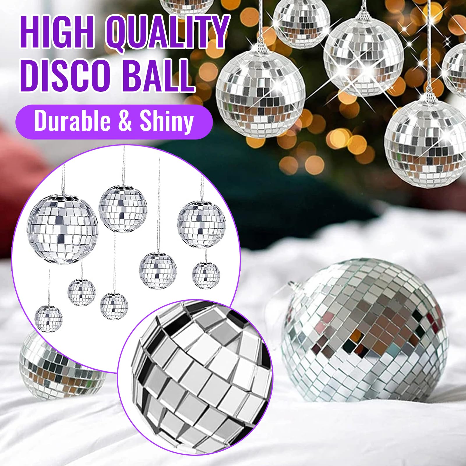 Discobol-decoratie, 24 stuks mini-discobollen, glanzende