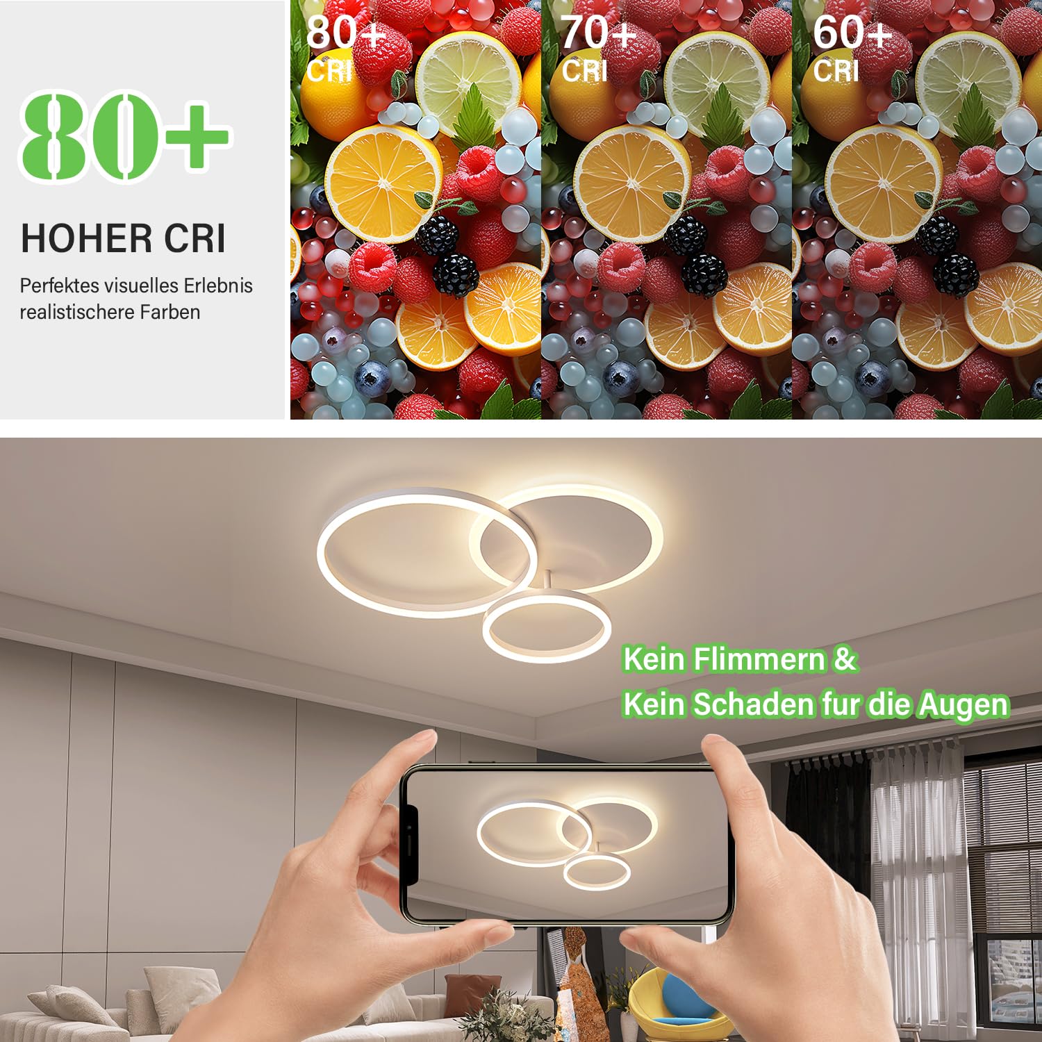 Plafon Led Techo Regulable, 54W 5400lm Lampara Techo Dormitorio, lamparas de techo salon Redonda Moderna de 65 * 50 * 8cm, Lampara Led Techo para salón, dormitorio, cuarto de niños, cocina