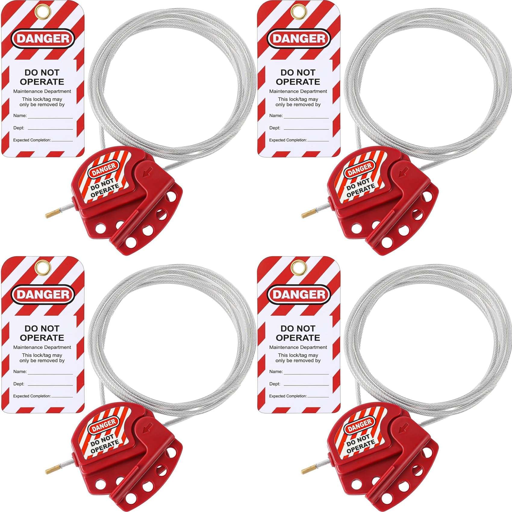 Jnchdghwa As Shown 4X Lockout Tag Cable Lock Adjustable Cable Lock Vinyl Coated Steel Cable Lock For Equipment Maintenance And Repair
