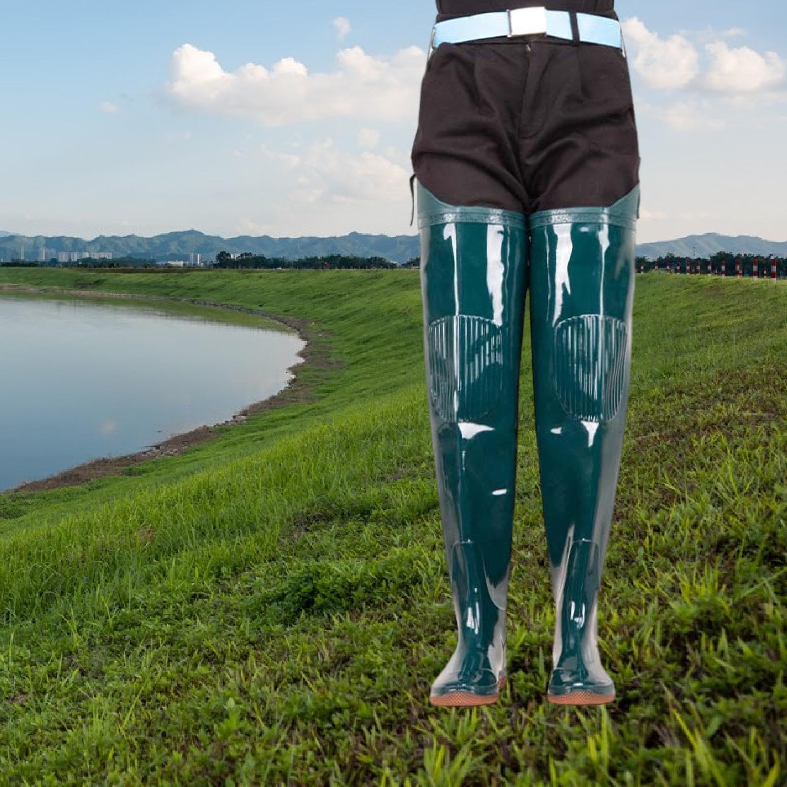 Gralara Stivale Da Pesca Impermeabile Antiscivolo in PVC Stivale Da Pioggia Sopra Ginocchio Comodo E Protettivo Scarpa Da Wading Resistente All’usura Facilità