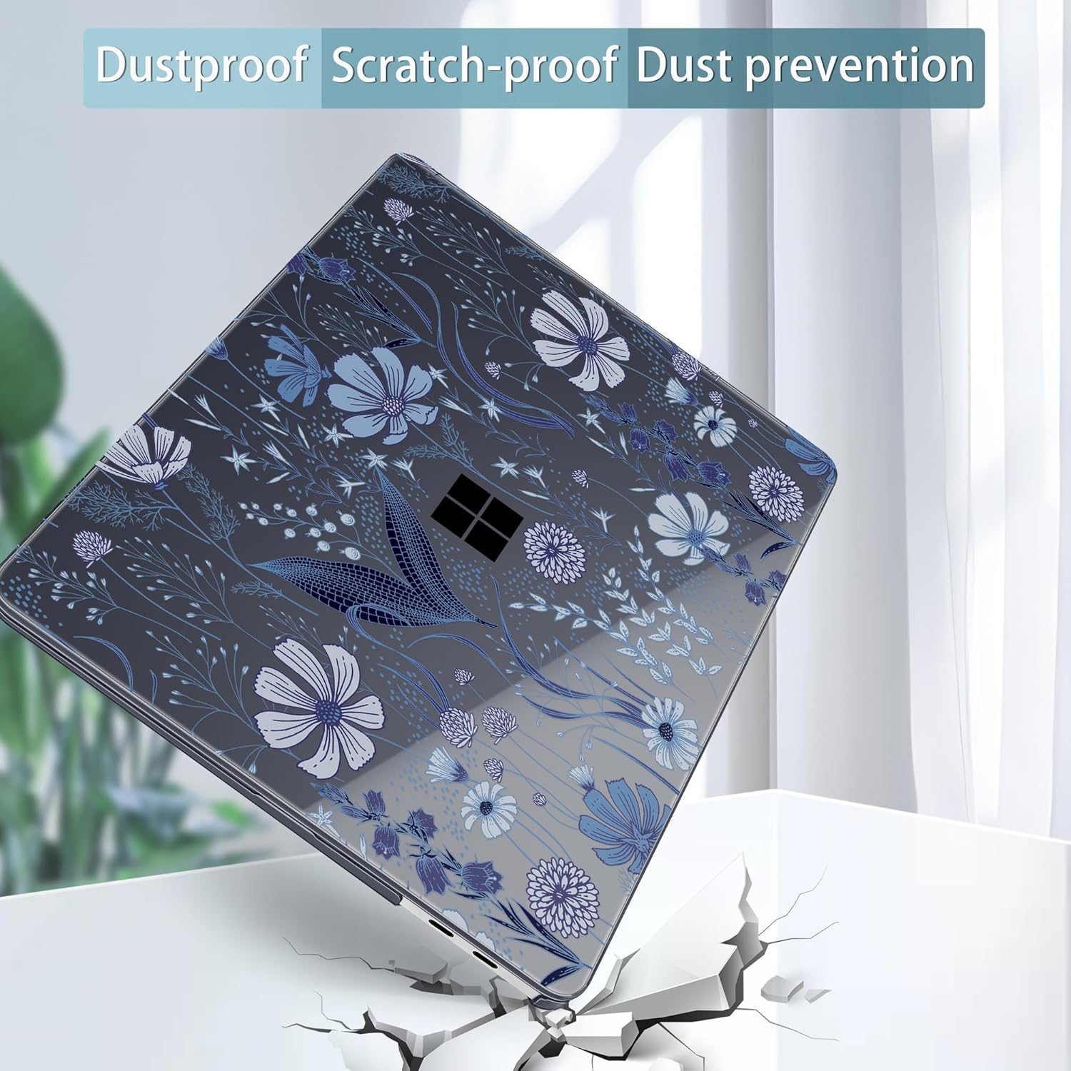 Tuiklol for 2025 Microsoft Surface Laptop 13 inch Case, Windows 11 Touchscreen Copilot+ PC Laptop 13 Model 2095 with Protection Surface 13 inch Cover,Blue Line Floral - Image 4
