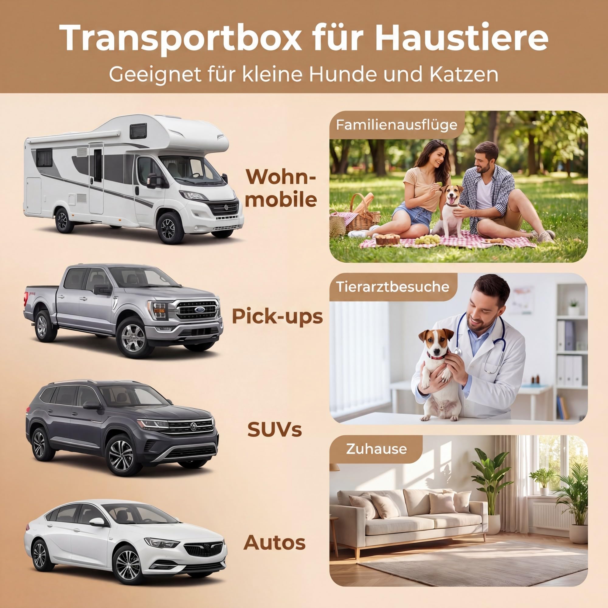 DREAMADE Transportbox Hund Alu, Hundebox Auto Kofferraum (69x54 x 50cm) | trapezförmig hundetransportbox mit abschließbarer Tür & herausnehmbarer Trennwand ür kleine Hunde & Katzen
