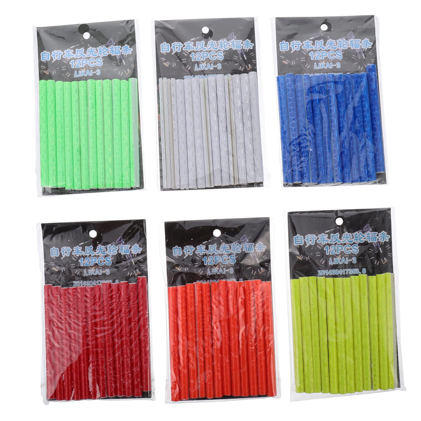 balacoo 72pcs Bicycle Reflective Spokes Colorful Bike Reflectors Easy Install Reflective Decal Tape