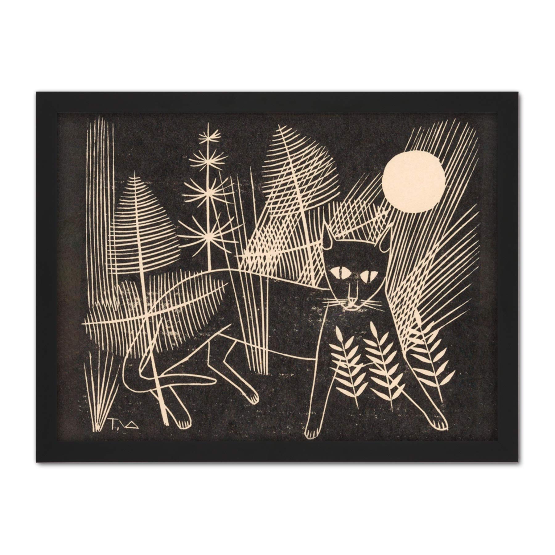 Artery8 Tinus Van Doorn Kitten Cat Jeroen On Yacht Artwork Framed Wall Art Print 18X24 Inch