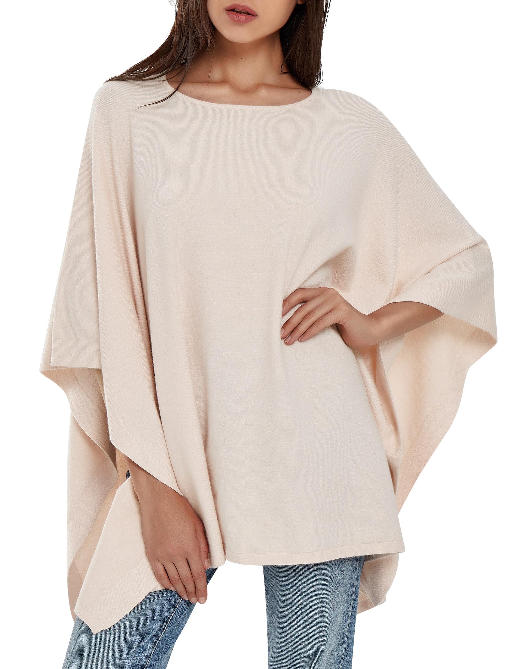 PULI Women's Pullover Poncho Sweater Knit Layering Top Travel