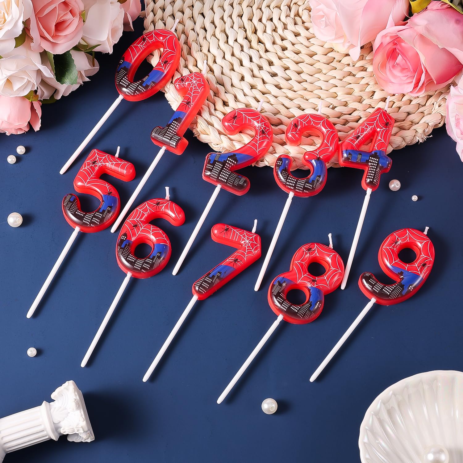 Candele di Compleanno Spider, Candela Numero 4 Spider, Candele Decorative 3D, Compleanno a Tema, Topper Torta, Decorazioni per Feste, Ragazzi Ragazze