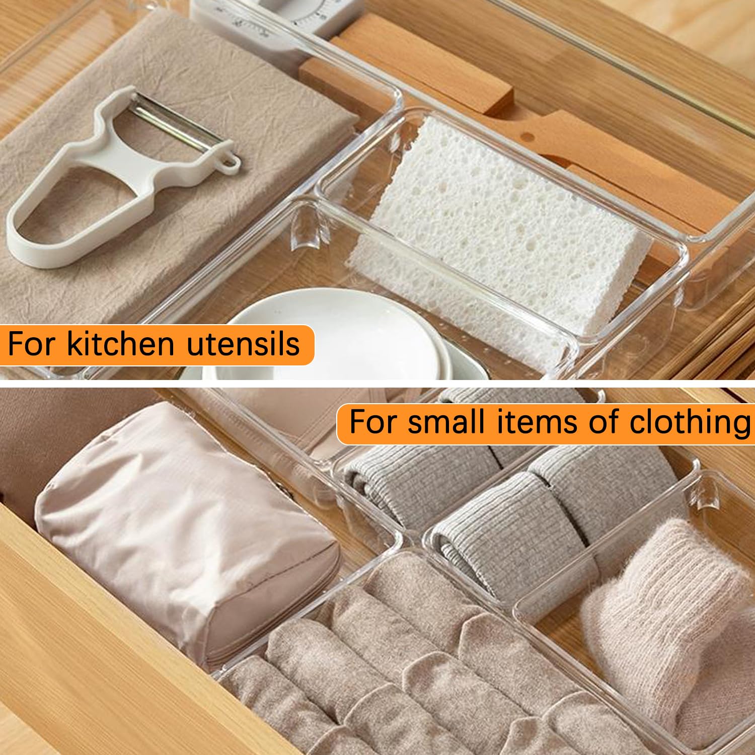 Organizer Per Cassetti Trasparente - 25 Pezzi Impilabili Per Cucina, Bagno E Ufficio - Foto 10