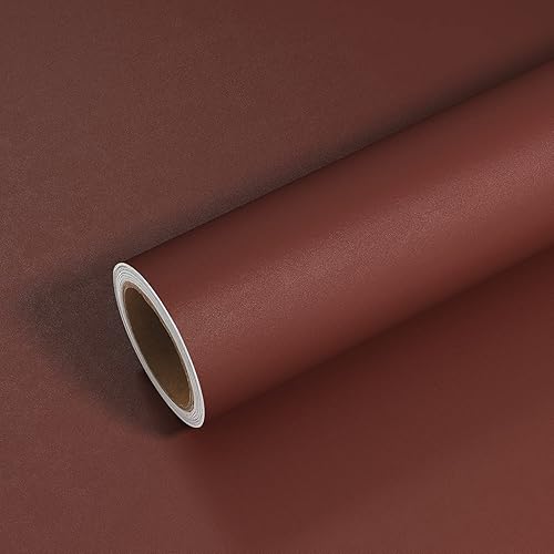 VEELIKE Papel tapiz de 15.7 x 118 pulgadas de grosor rojo ladrillo para despegar y pegar, papel de contacto rojo vintage extraíble, papel de pared