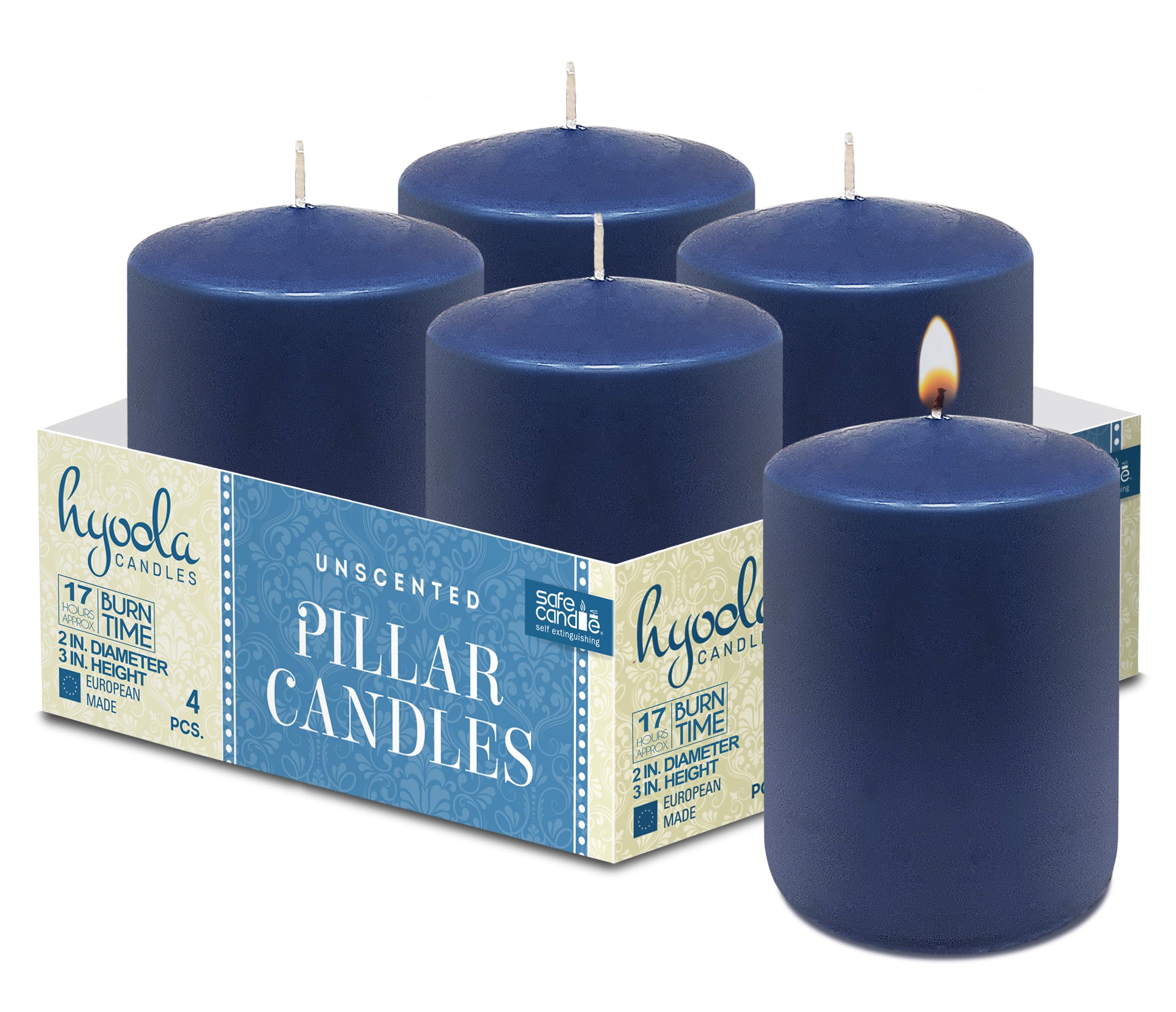 Amazon.com: Hyoola Midnight Blue Pillar Candles 2x3 Inch - 4 Pack