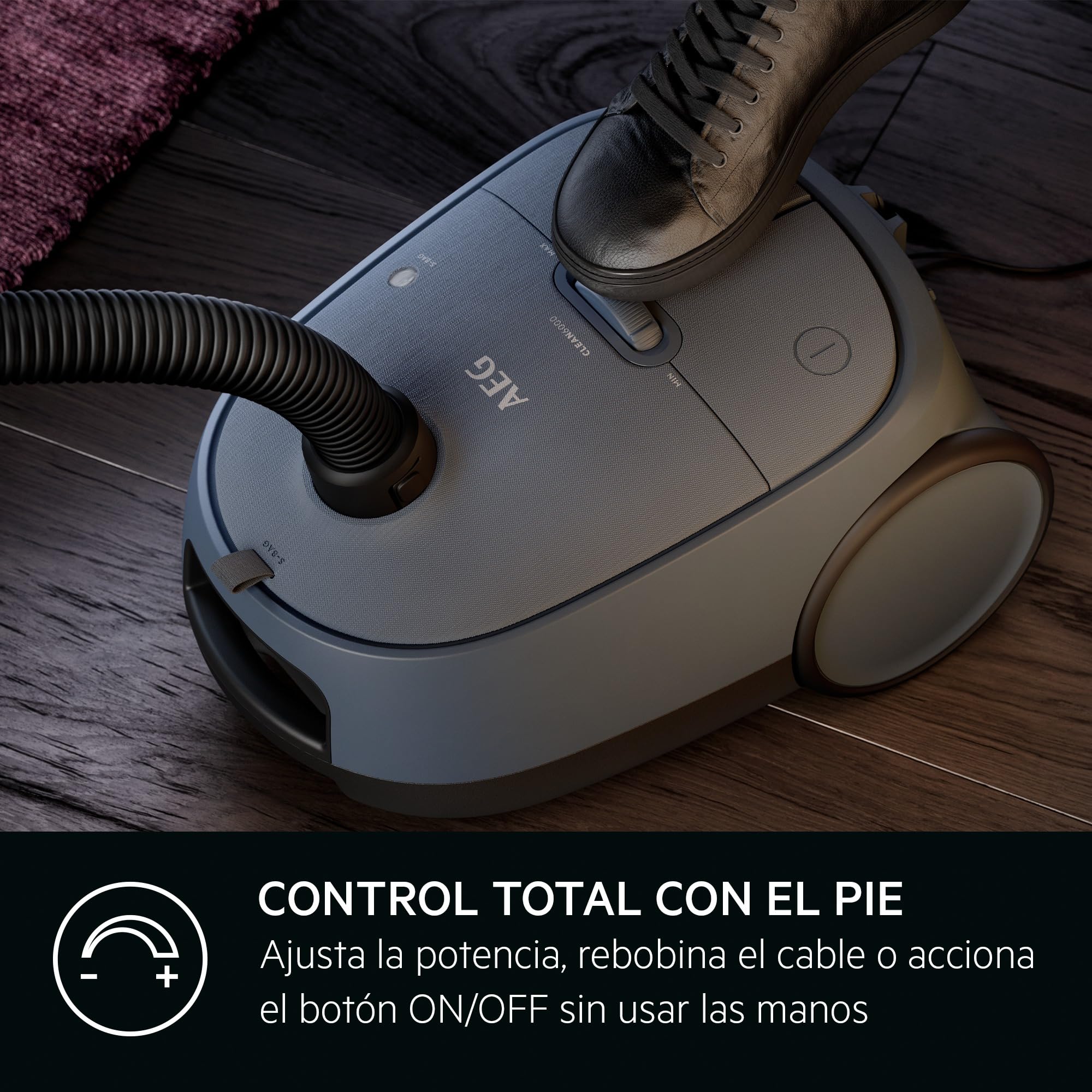 AB61C1OKO Aspiradora Trineo con Bolsa, 850 W de Potencia, 3.5 L de Capacidad, Radio de Acción 12 m, Ruedas XL, Filtro Lavable, Cepillo Parketto, Boquilla 3 en 1, Incluye 1 Bolsa, Modelo ÖKO, Azul