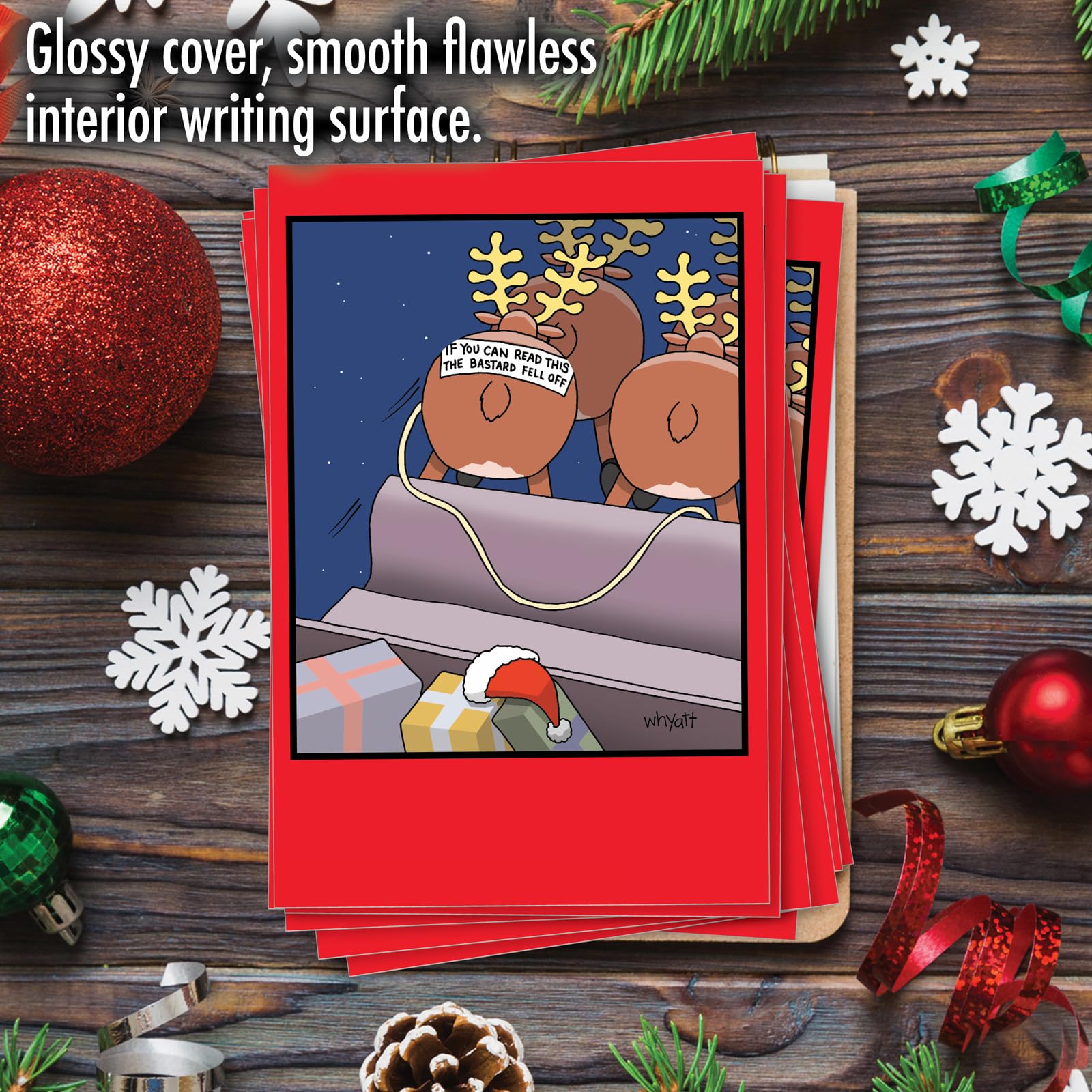 Brown-nosed Renne de Noël Funny papier carte 12 Christmas Card Pack (SKU:B1230) 12 Christmas Card Pack (SKU:B1230)