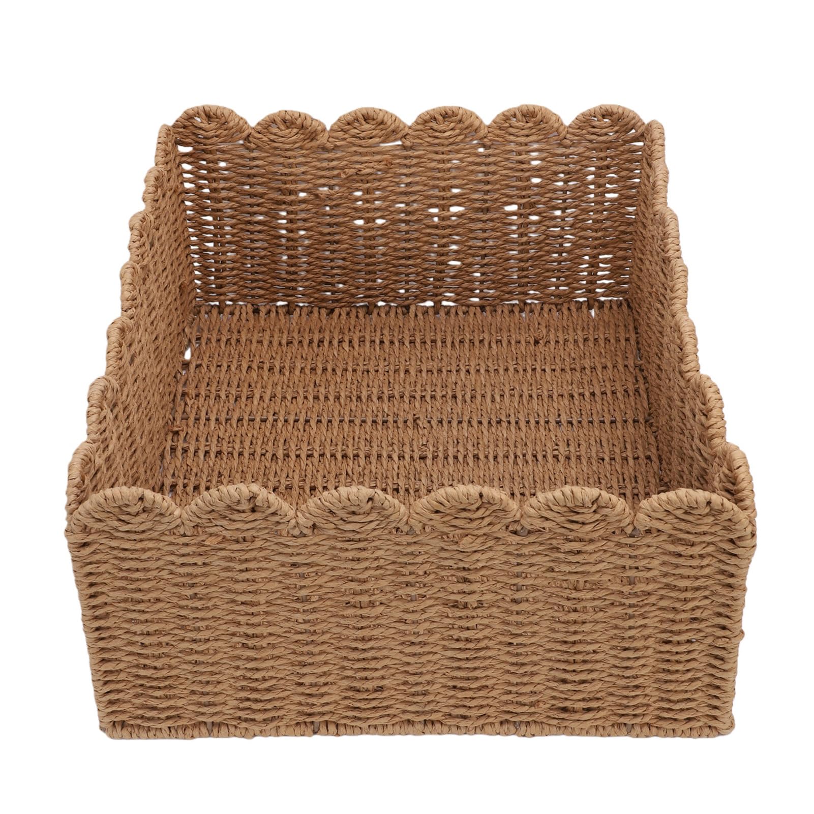 Cesta de Almacenamiento de Cuerda de Papel, Contenedor Tejido con Diseño de Boca Ancha (Talla grande)