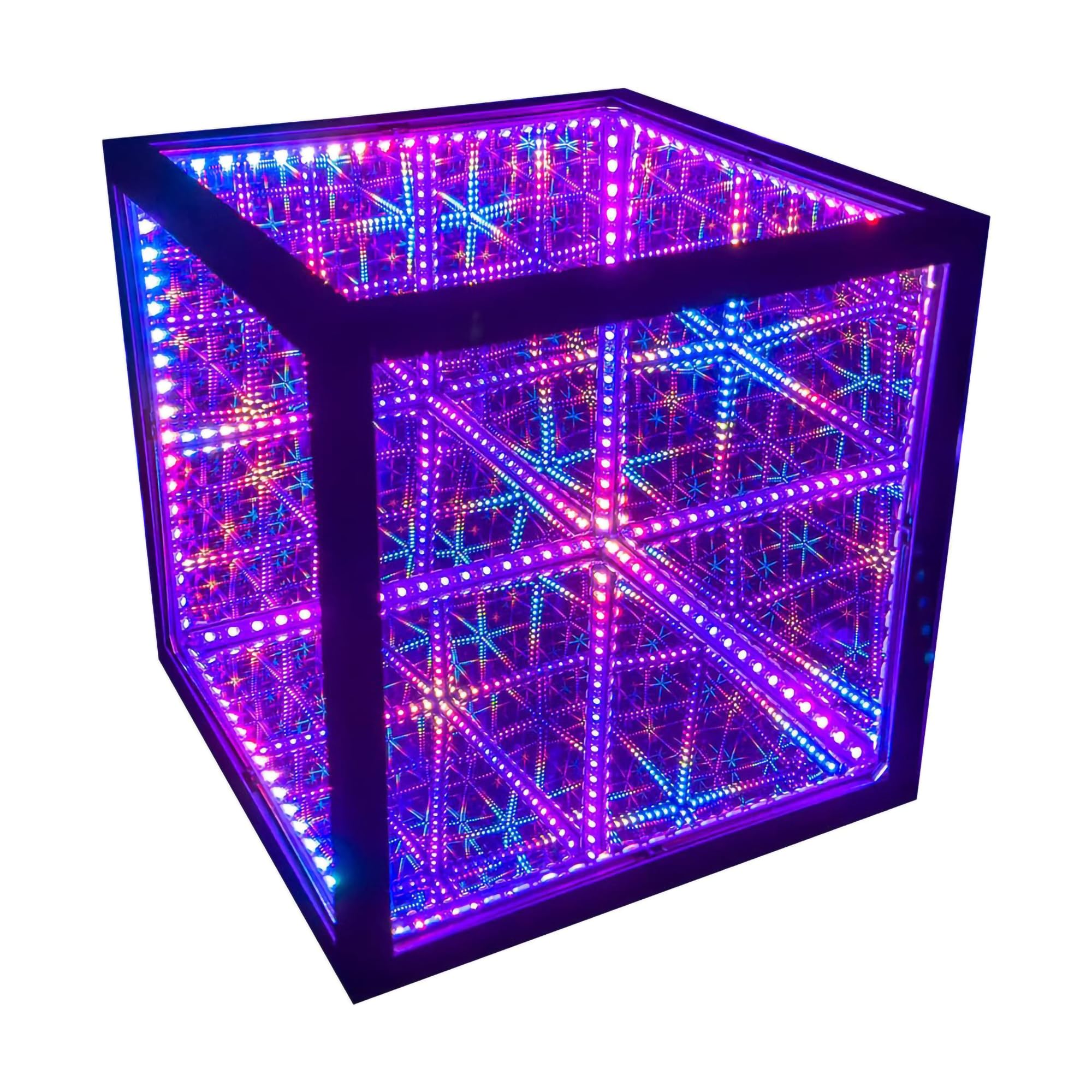 The Hyperspace Lighting Company HyperCube Infinity Cube LED Light - 10-Inch Sound Reactive Table Desktop Lamp - Cool