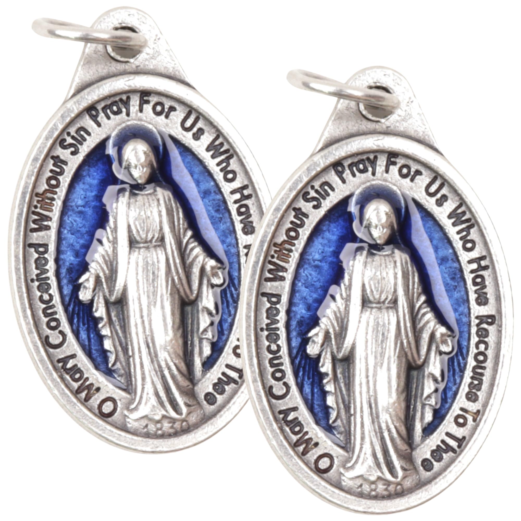 NeedzoBlue Miraculous Medal Pendants, Catholic Jewelry Charm, Religious Gifts, 1 Inch (Pack of 2)