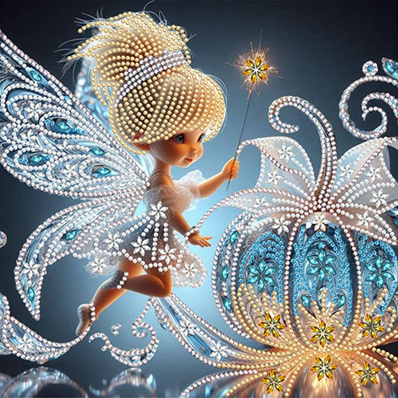 5D Special Shape Diamond Art Painting Kits for Adults – Crystal Rhinestone DIY Craft, Diamond Mosaic Kit for Beginners, Wall Decor Gift 11.8x11.8 Inch(Fairy)