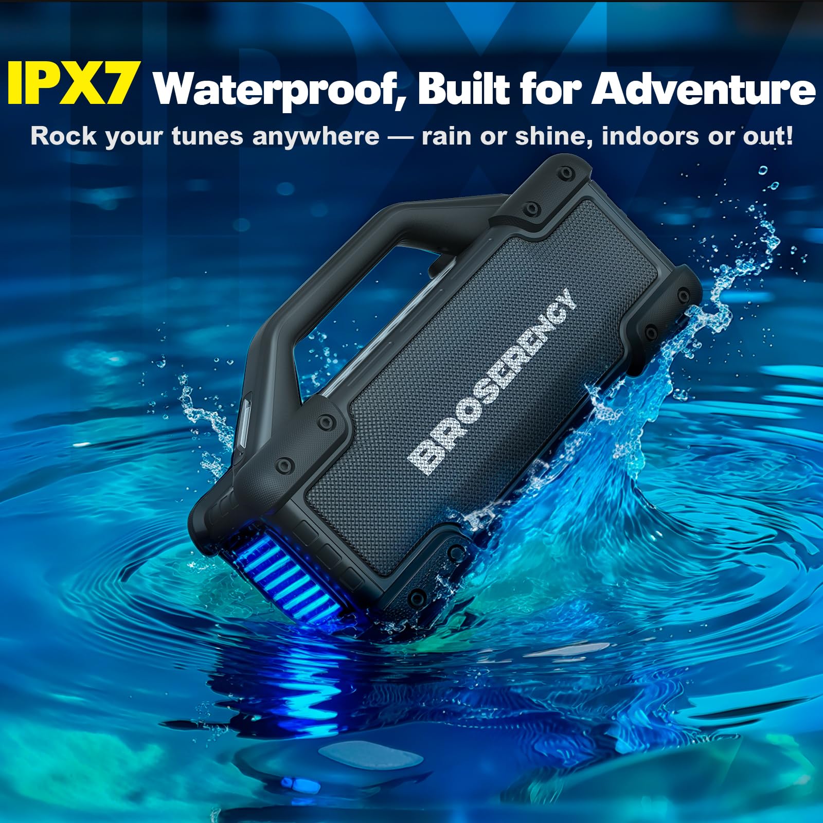 Altavoz Bluetooth portátil, luces inalámbricas, altavoz Bluetooth, sonido estéreo fuerte, resistente al agua, altavoz Bluetooth de 300 W (pico), luces de fiesta, ecualizador TWS, USB, AUX, TF, IPX6
