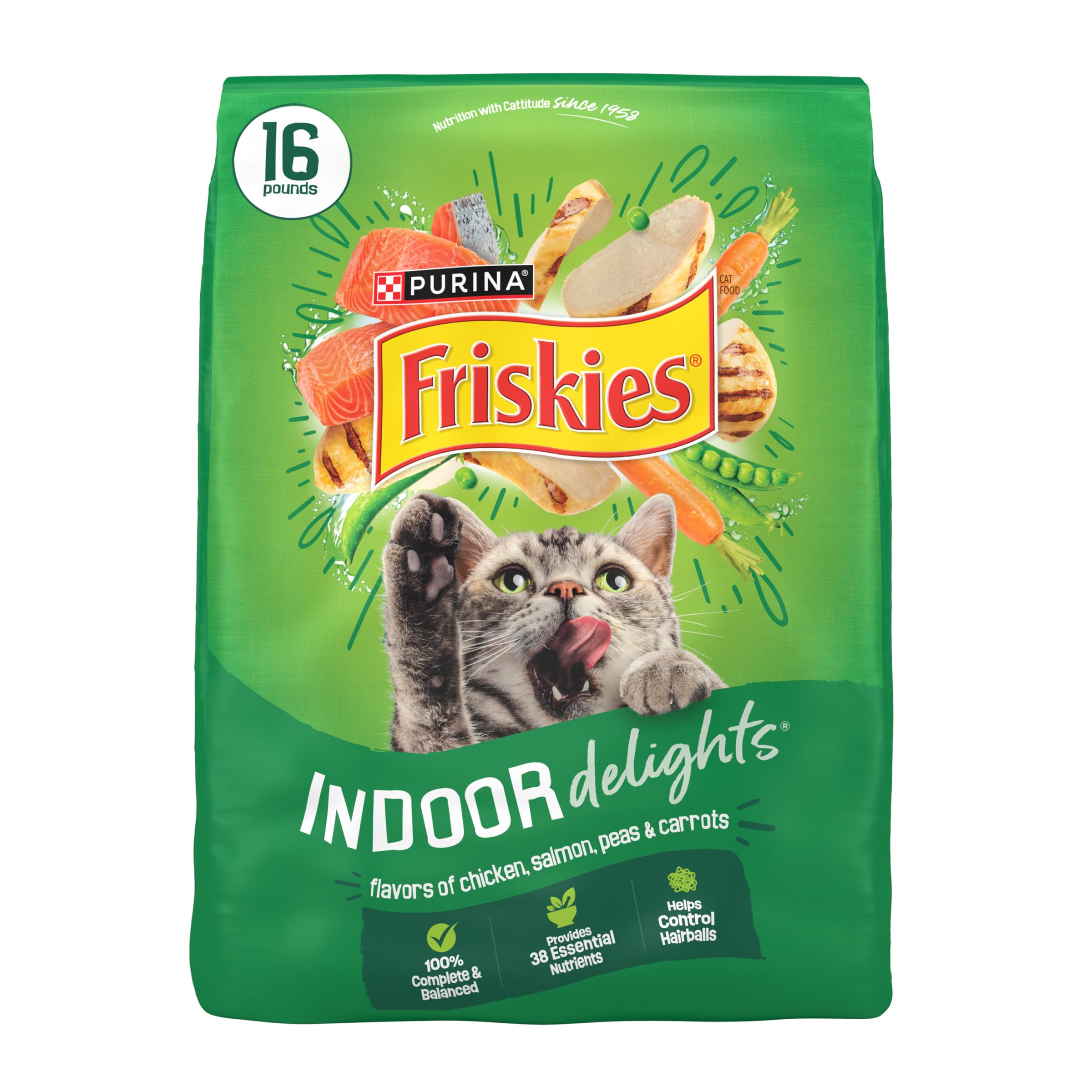 Purina Friskies Indoor Dry Cat Food, Indoor Delights - 16 lb. Bag