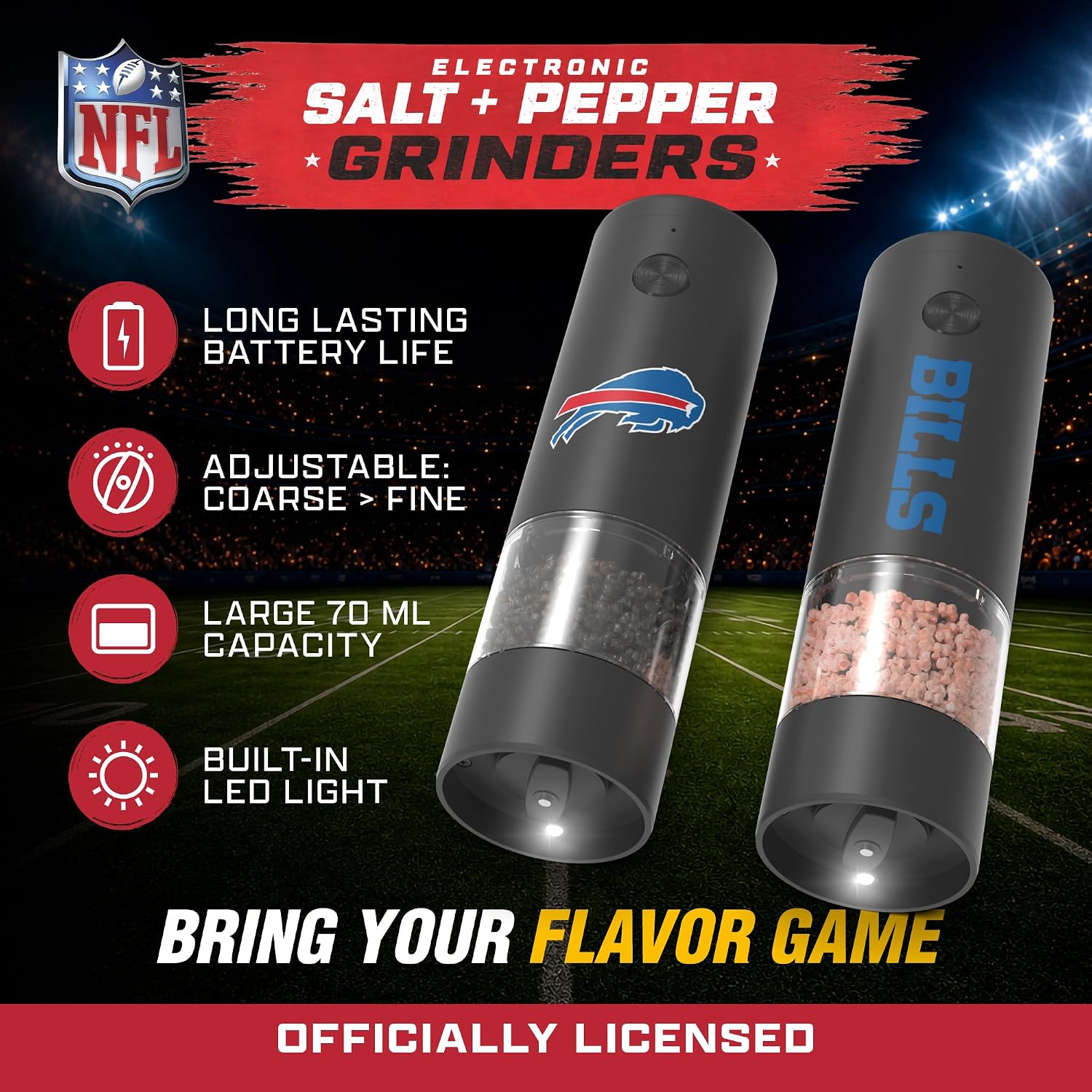 SOAR NFL Electronic Salt and Pepper Grinder Set- Seattle Seahawks