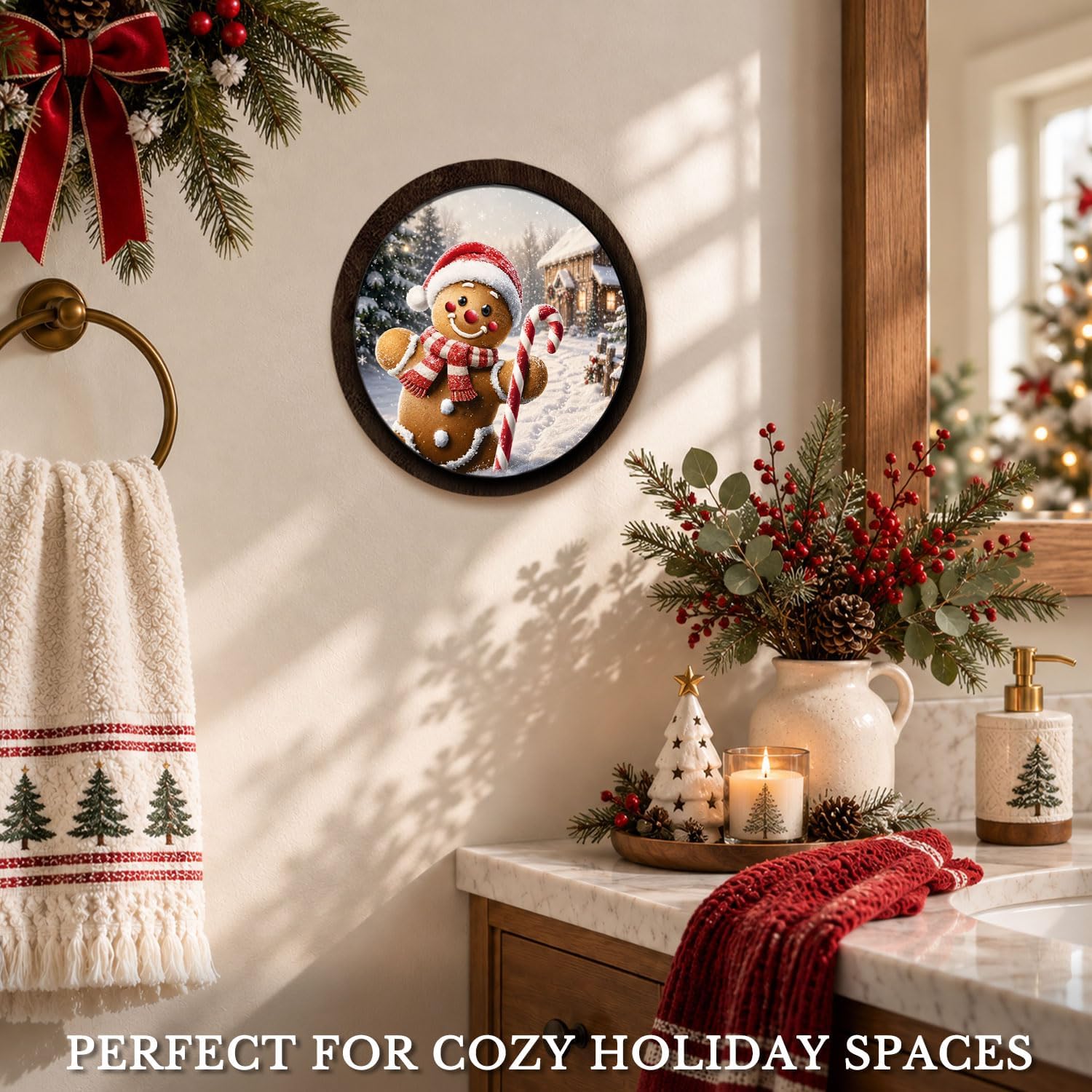 VEEMIKATILL Winter Christmas Gingerbread Rustic Wall Art Decor 10x10 Inch image 5