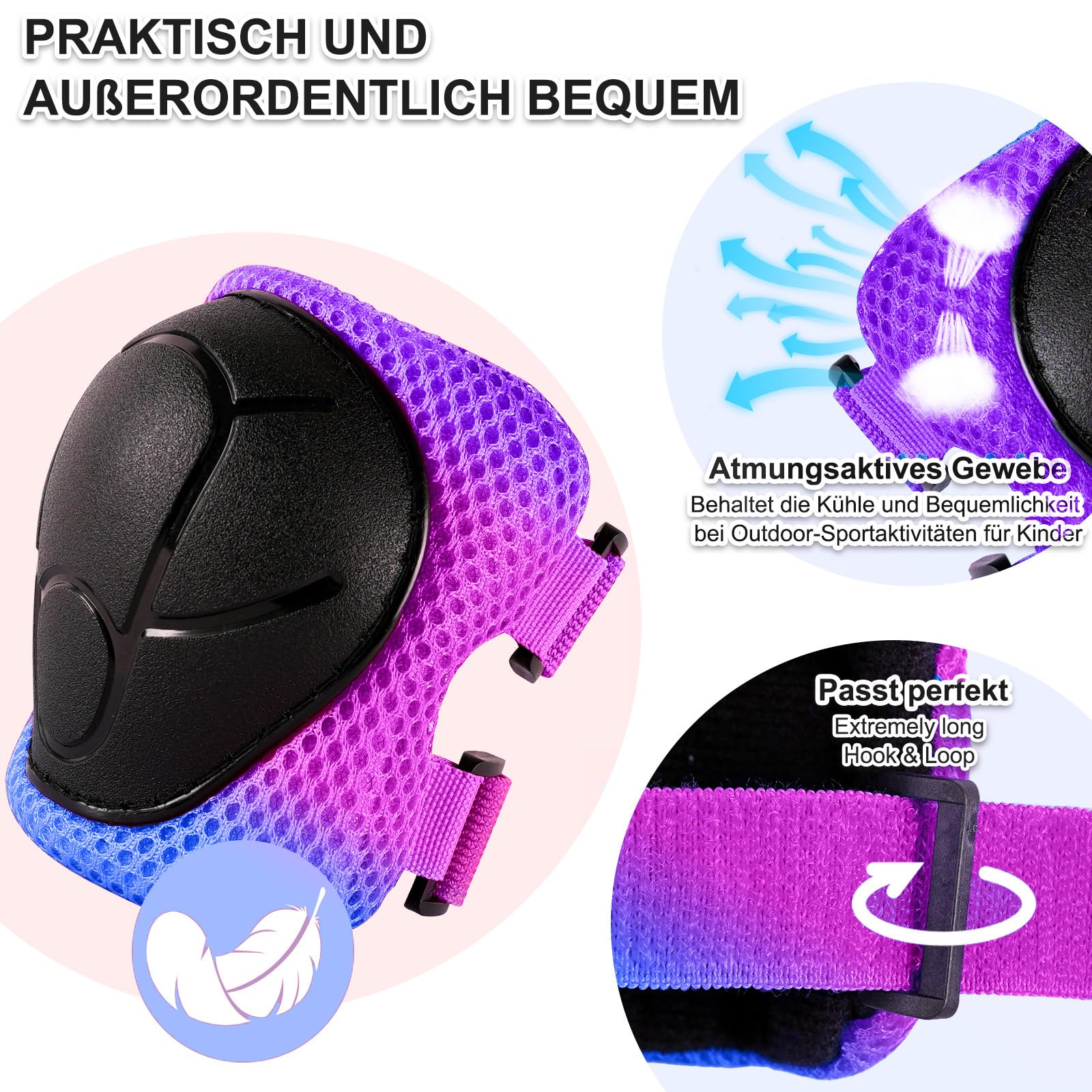 Knieschoner Kinder 3-14 Jahre,6-TLG.mit Ellbogen- und Handgelenkschutz passend für Jungen und Mädchen,Kinder Knieschoner Set für Inliner Skates Scooter Fahrrad Rollschuhe