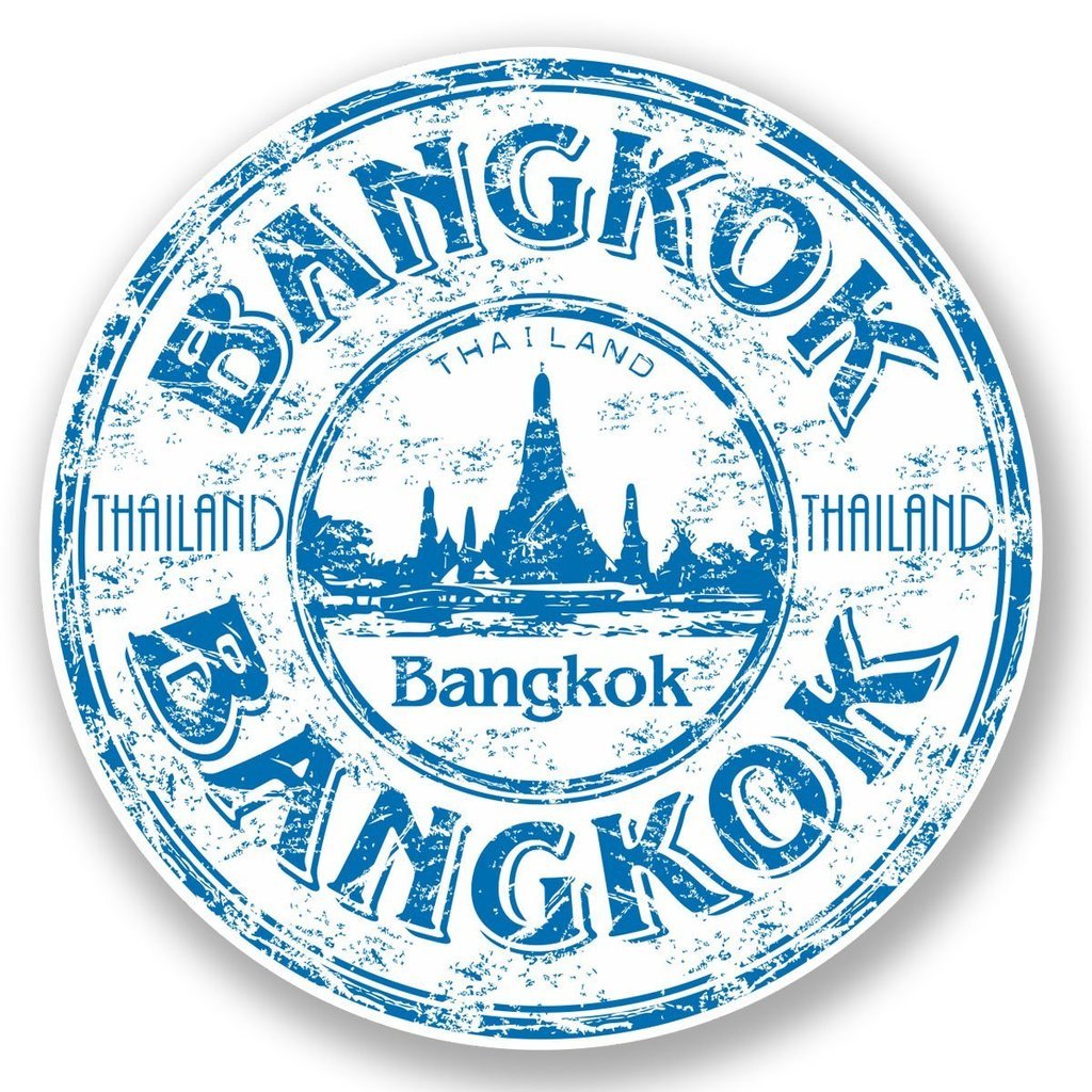 2 x 10cm/100mm Bangkok Thailand Thai Vinyl SELF Adhesive Sticker Decal Laptop Travel Luggage Car Bike Sign Fun #5917
