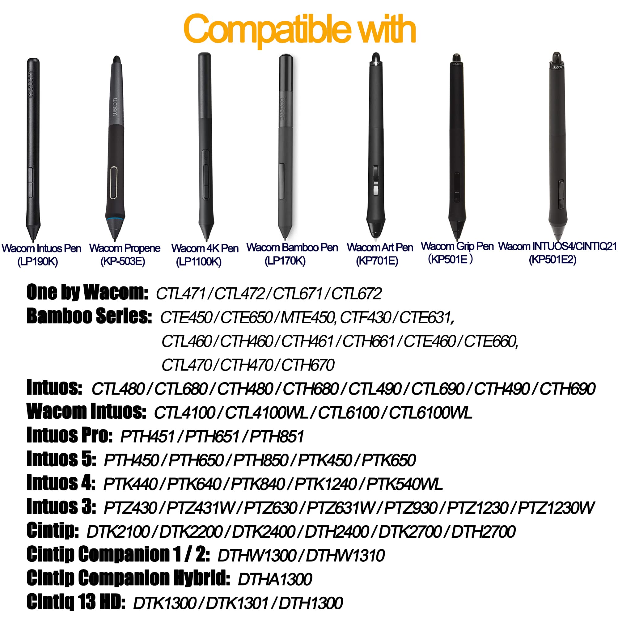 [10 sztuk] Zapasowe końcówki do Wacom Bamboo Intuos Rysunek Tabletki Długopis zapasowy końcówki do długopisu + narzędzie do rysowania tabletów CTE-, MTE-, CTL-, CTH- Serie, Czarny