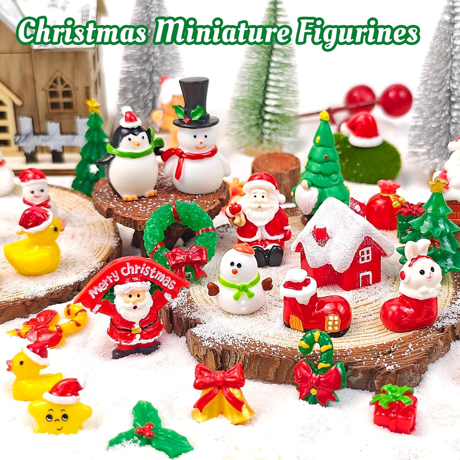 42 Pcs Mini Christmas Figurines Tiny Resin Santa Claus Snowman Xmas Miniature Figures for Holiday DIY Crafts Garden Micro Landscape Party Home Table Decor - Image 4