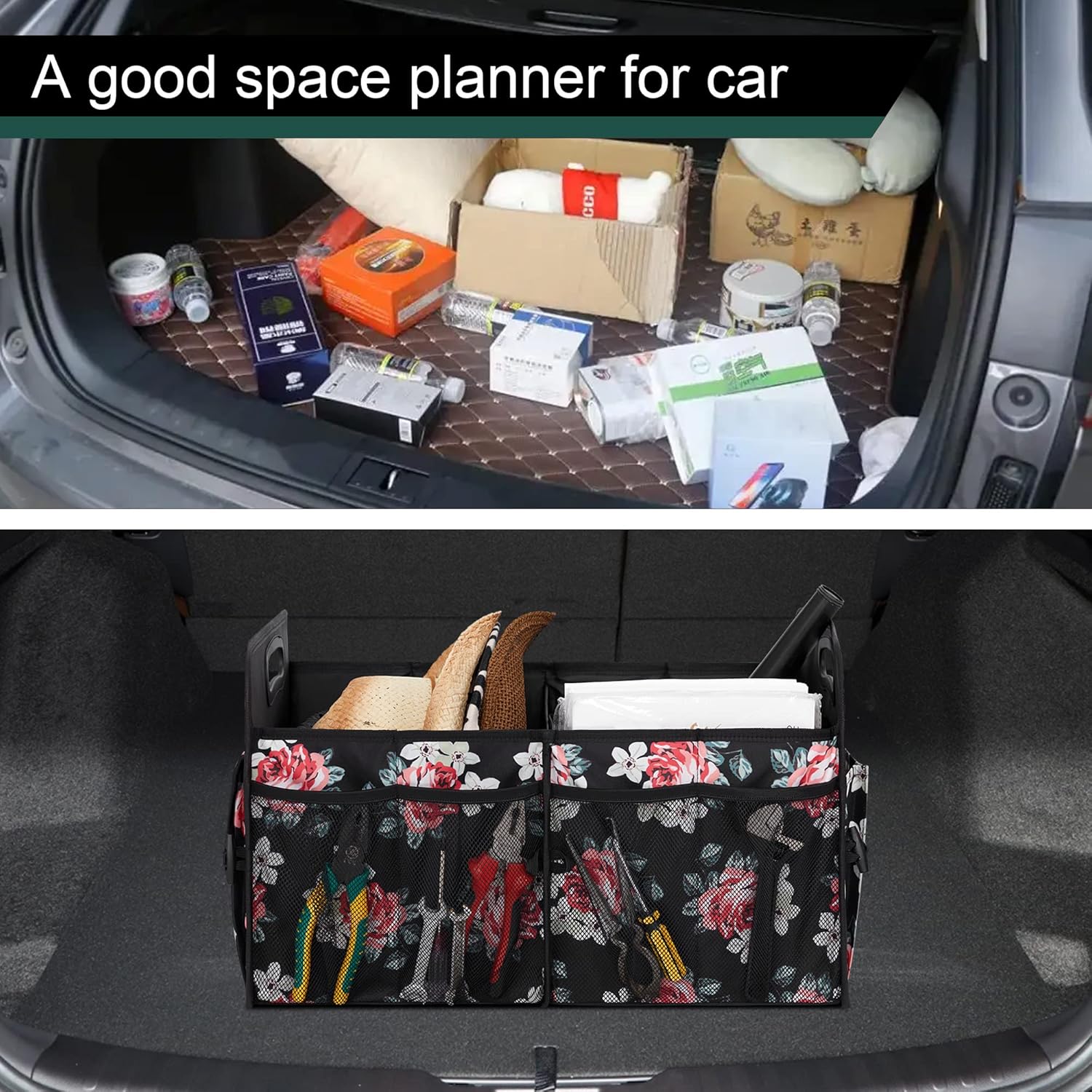 Car Trunk Organizer,Car Storage Organizer with 72L Large Capacity Waterproof Collapsible and 11 Pockets,Trunk Organizer for Car Suv/Jeep/Sedan : Automotive