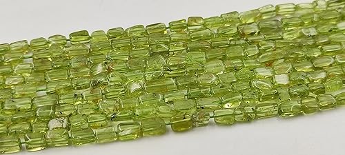 Miniatura 2 de "Hanumat Gems" - Lote de 10 hebras de peridoto verde natural, cuentas de piedras preciosas de forma rectangular, cuentas planas irregulares de