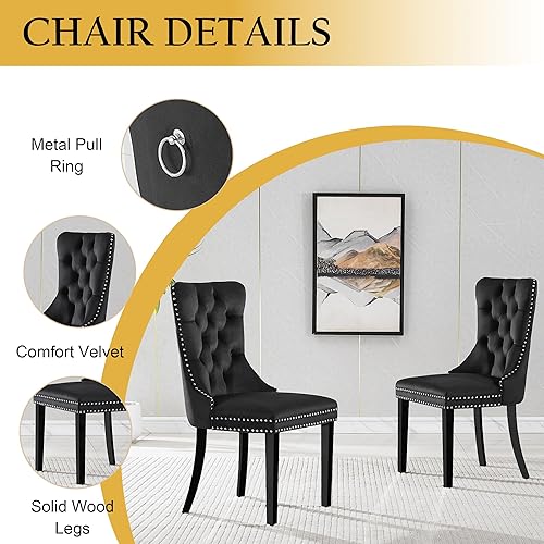 Miniatura 5 de Juego de mesa de comedor de cristal para 4 personas con mesa cuadrada de cocina de vidrio templado de 36 pulgadas, juego de comedor de 5 piezas con