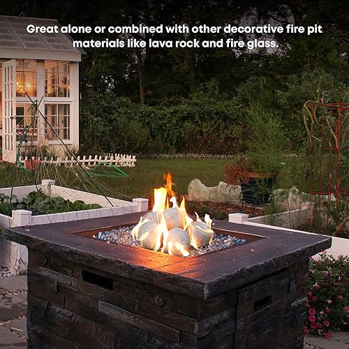 Miniatura 7 de Stanbroil Bolas de fuego de cerámica  Piedras redondas de fuego de 5 pulgadas para hoguera y chimenea  Juego de 6, color gris