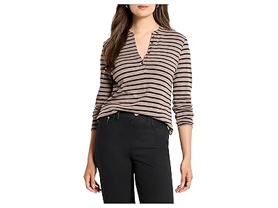 NIC+ZOE Striped Long Sleeve Henley T-Shirts Women