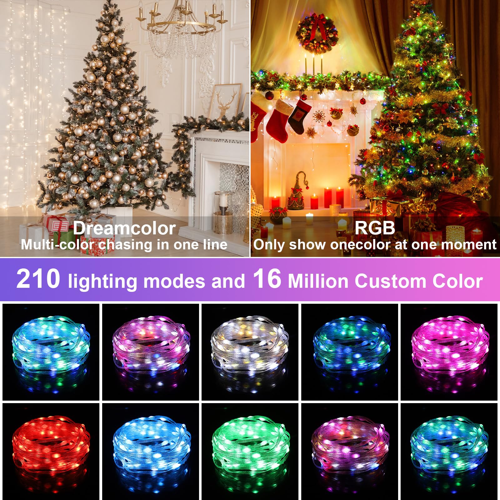 KINGCOO Catena Luminosa Fuochi D'Artificio 200 LED 6m - Filo Di Rame USB Con Telecomando E Timer - Bianco Caldo Per Natale Matrimonio Feste