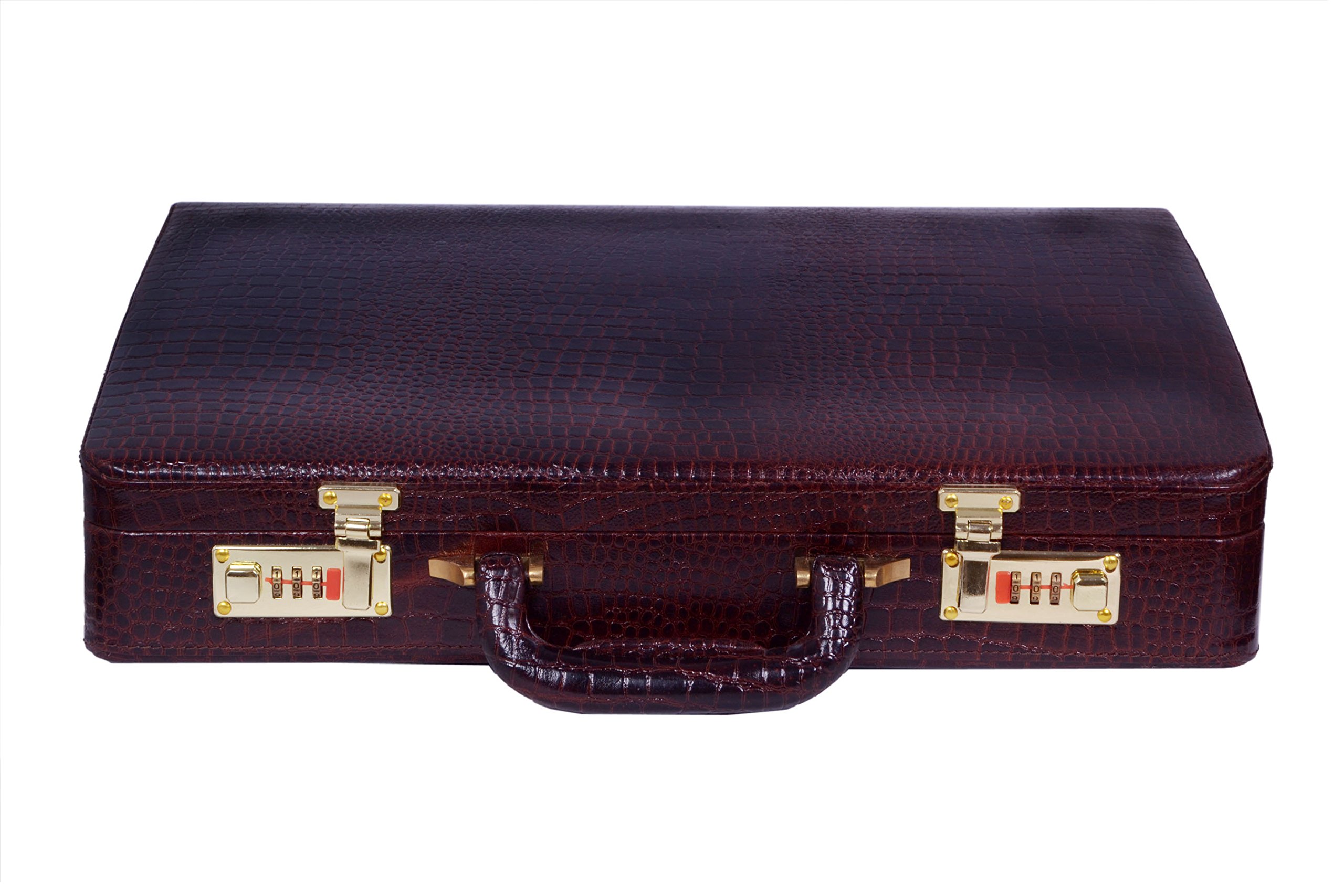 zint Genuine Leather Vintage Style Hard Briefcase Crocodile Print Attache Doctor Lawyer Bag-picture-43