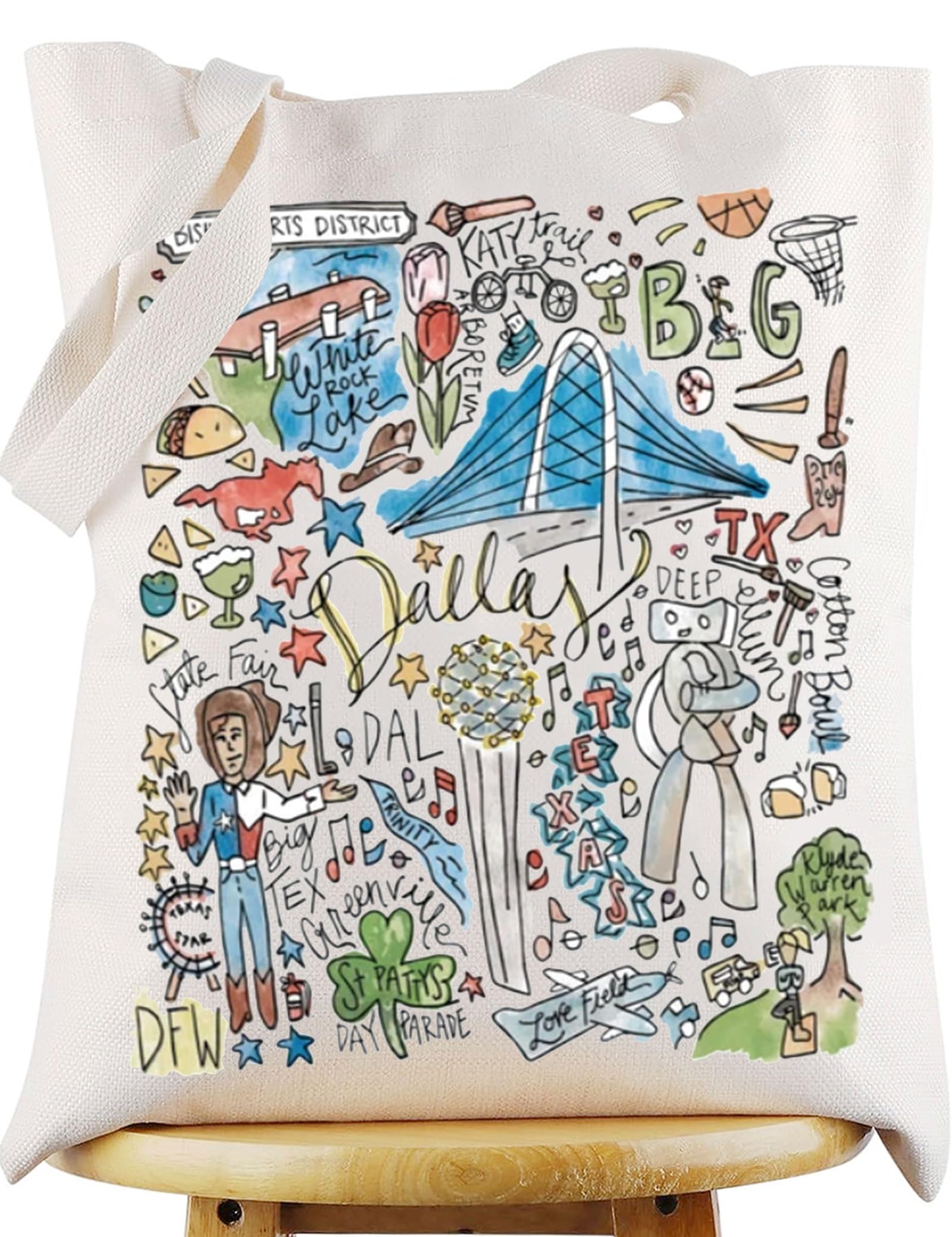 WZMPA Texas Dallas Travel Tote Bag Dallas Souvenir Gift Dallas Trip Shoulder Bag Dallas City Merchandise