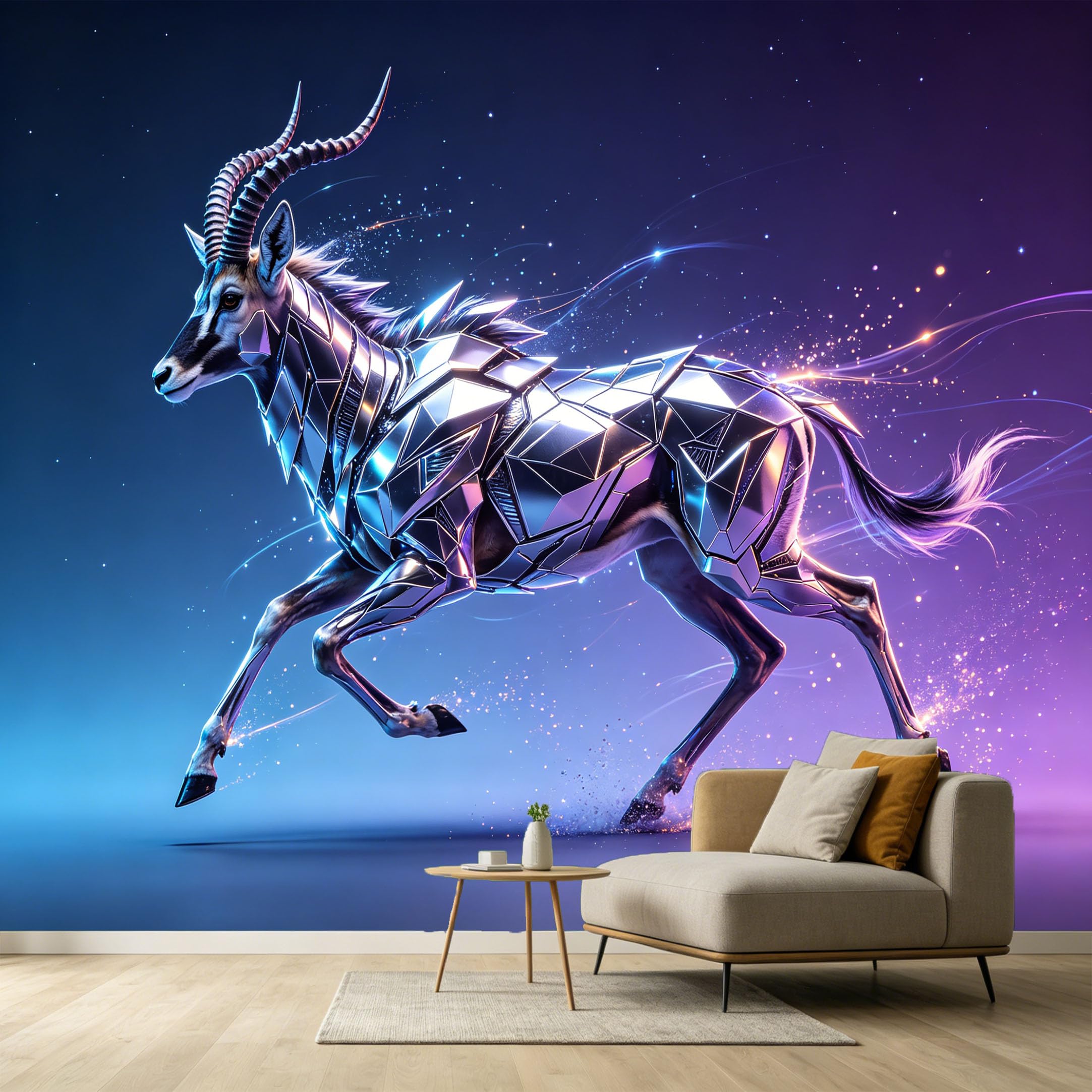 Custom Size Wall Murals Geometric Antelope Modern Abstract 3D Metal Texture SelfAdhesive Wall Fabric Removable Large Wallpaper for Photo Living Room